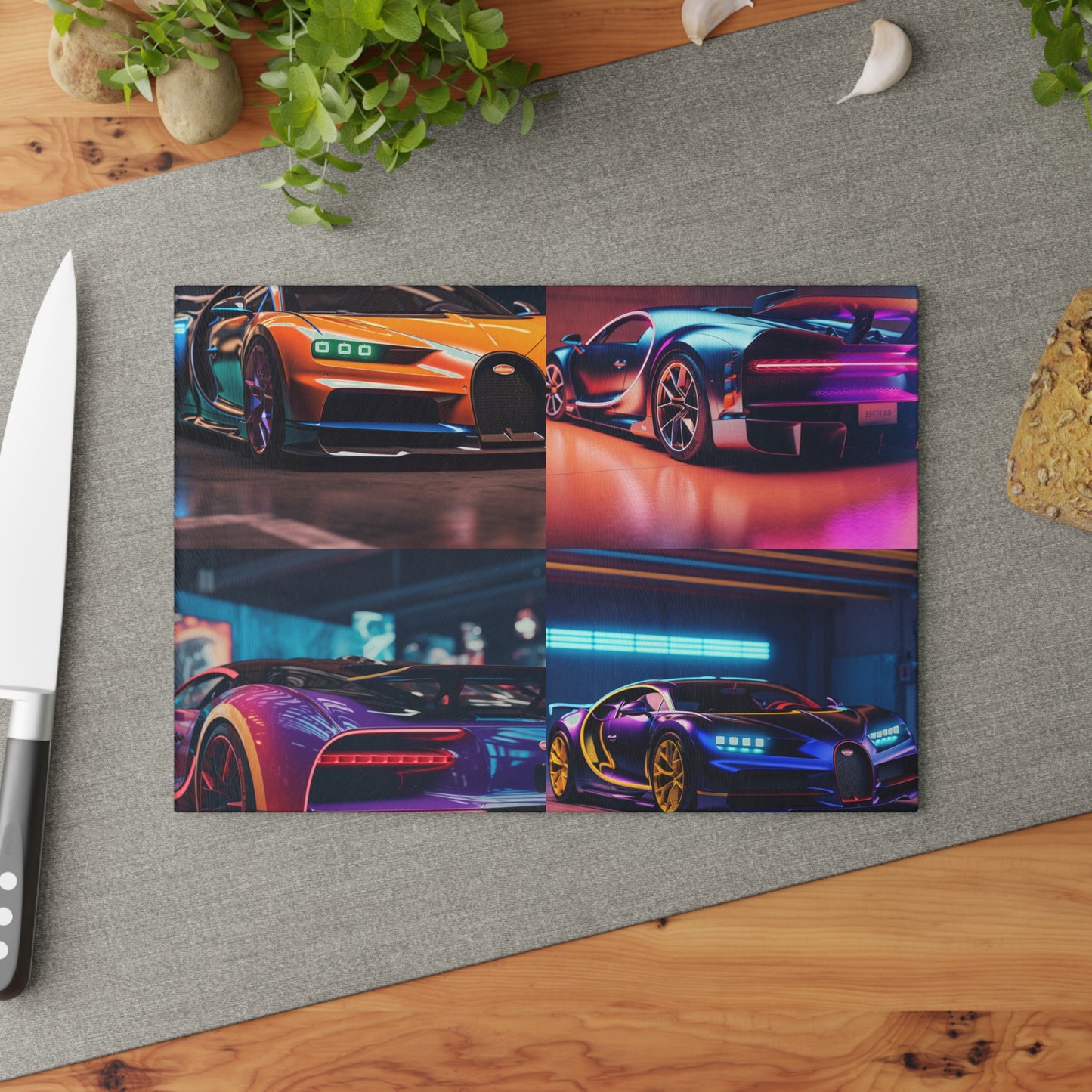 Glass Cutting Board Hyper Bugatti Neon Chiron 5