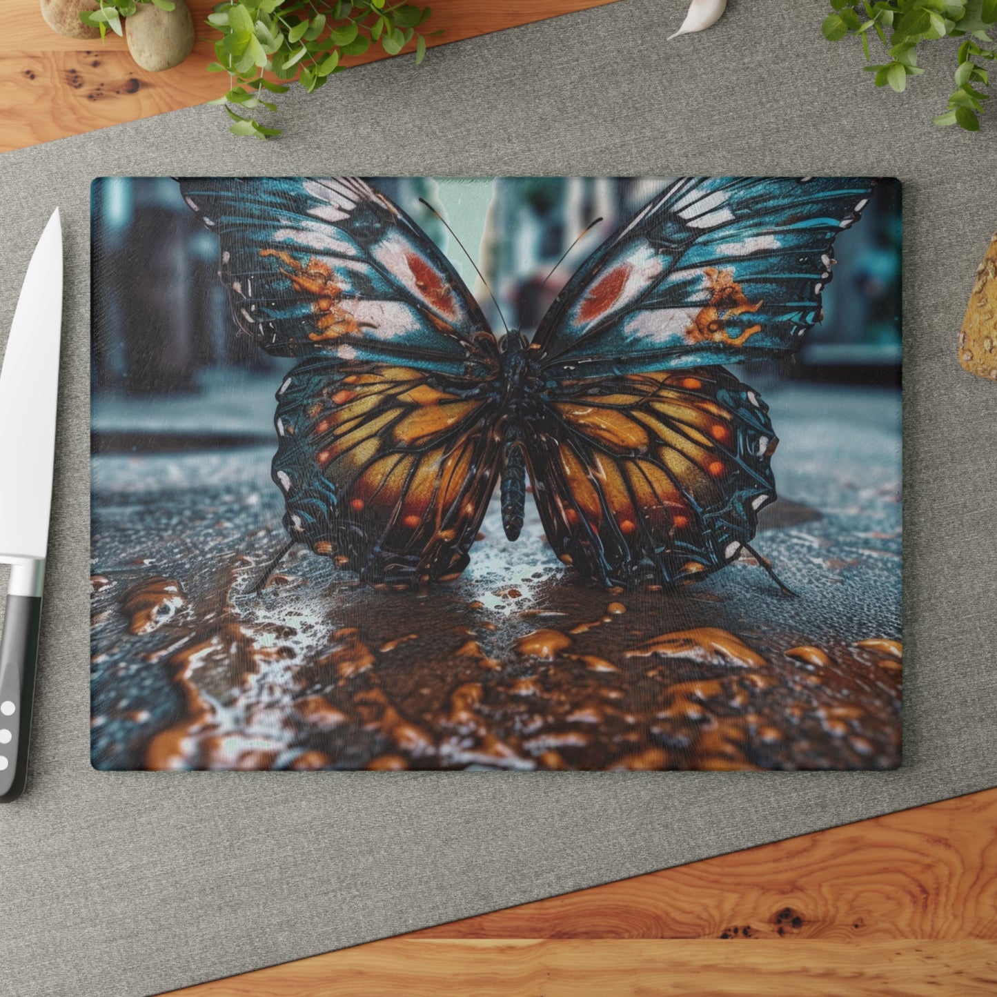 Glass Cutting Board Water Butterfly Street 3