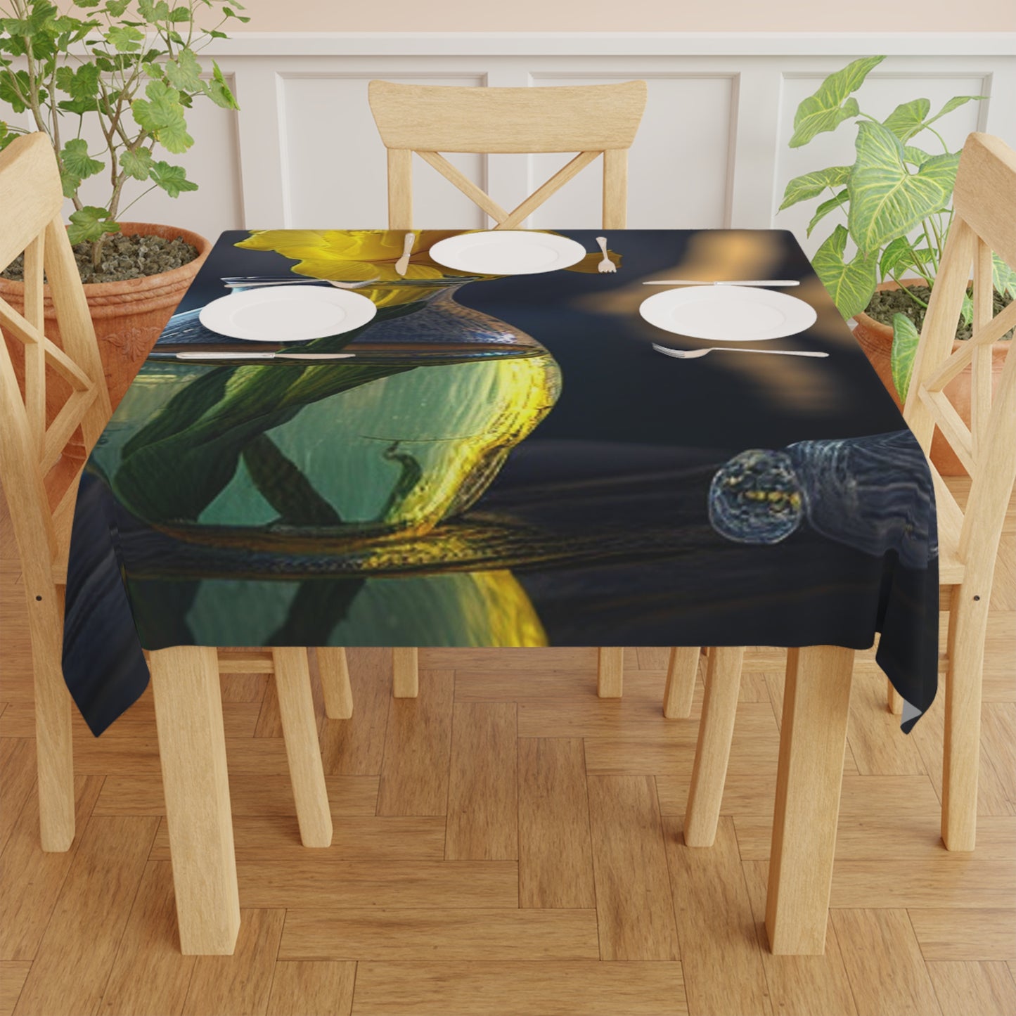 Tablecloth Yellow Gladiolus glass 3