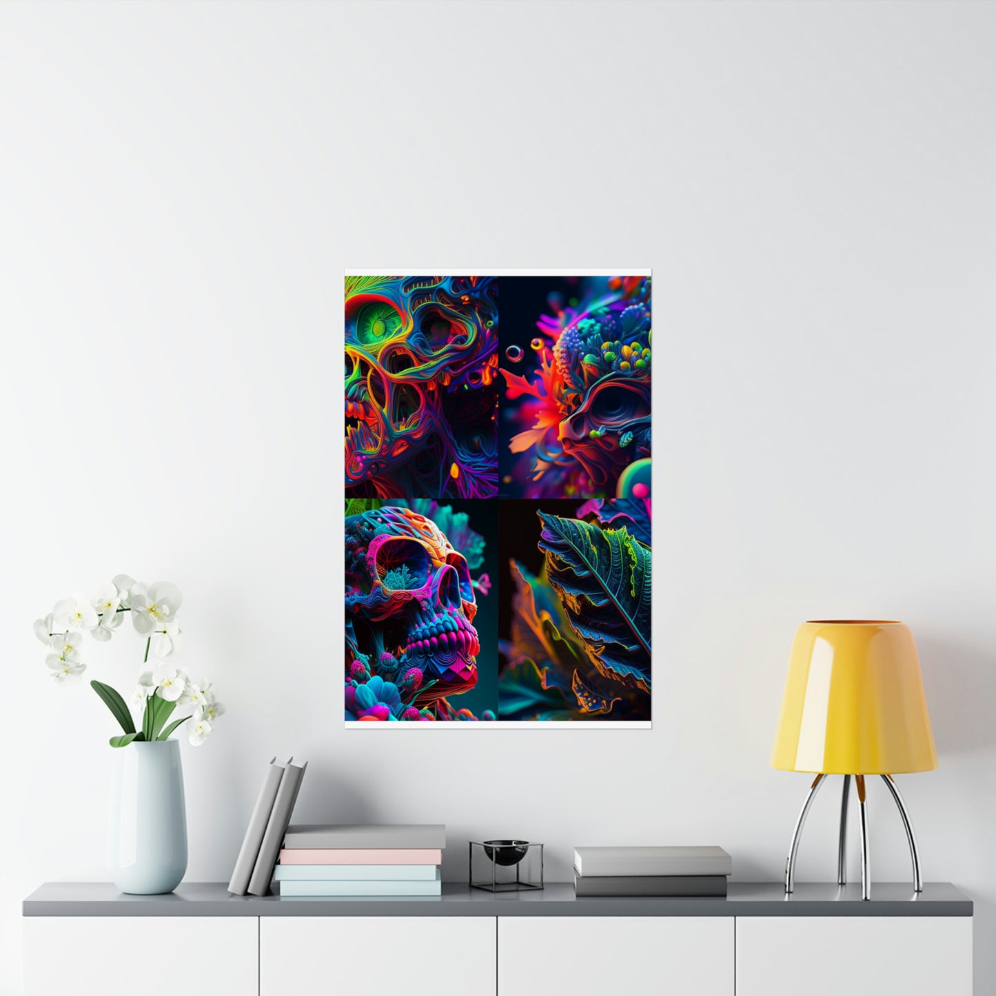 Premium Matte Vertical Posters Florescent Skull Death 5