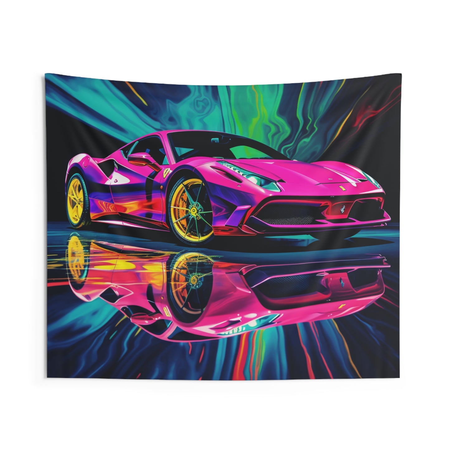 Indoor Wall Tapestries Pink Ferrari Macro 4