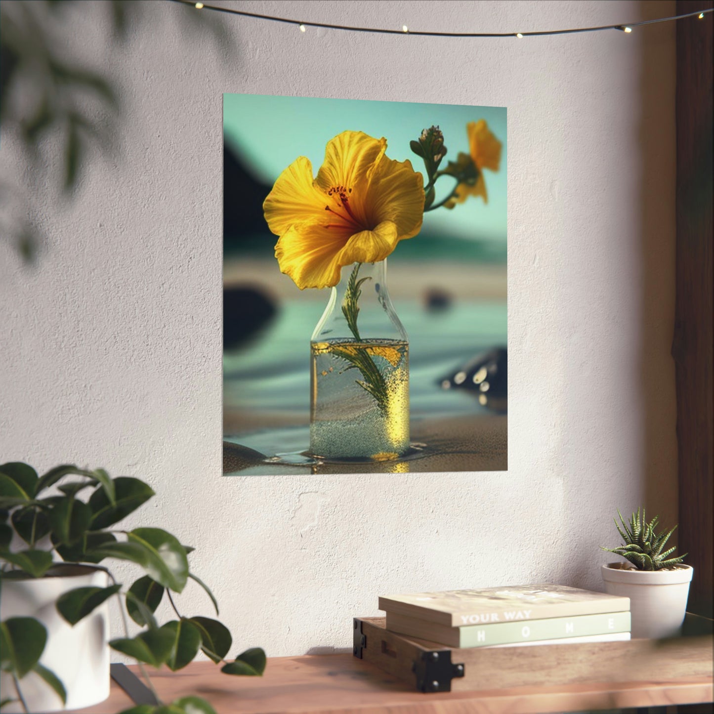 Premium Matte Vertical Posters Yellow Hibiscus glass 3