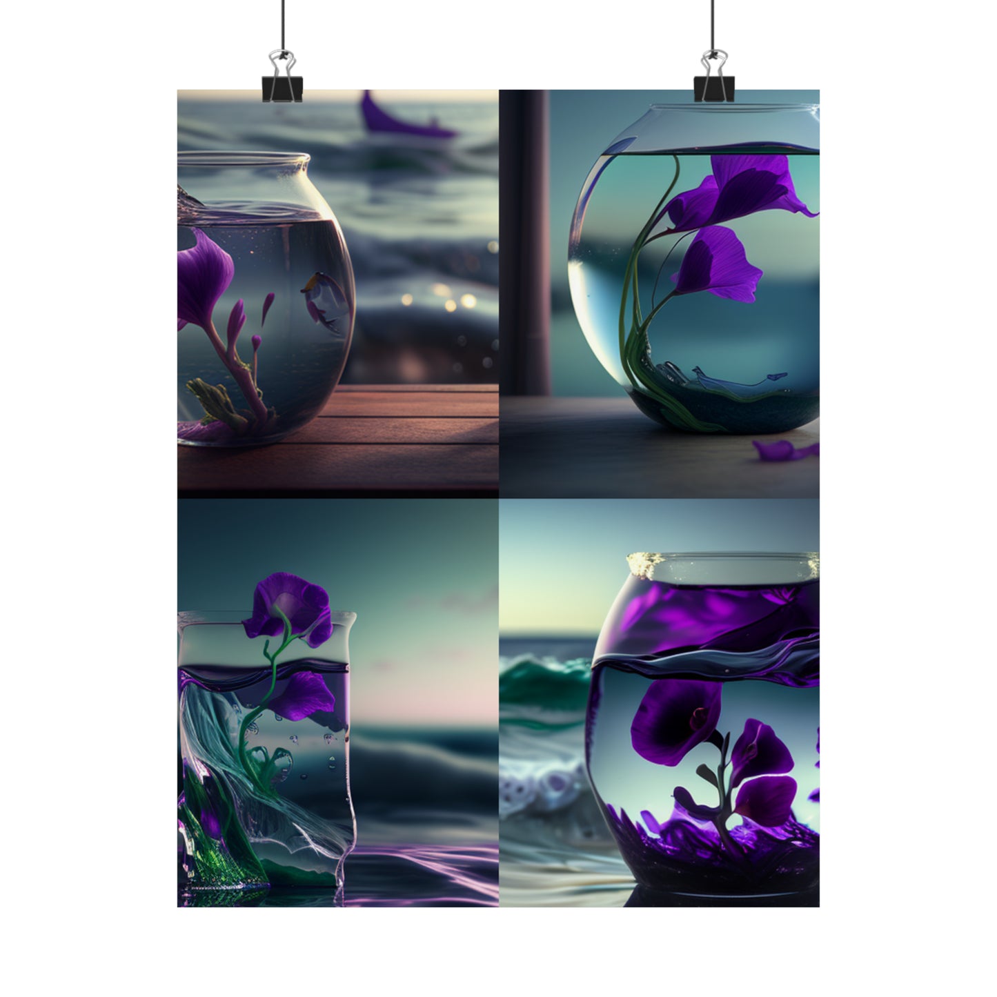 Premium Matte Vertical Posters Purple Sweet pea in a vase 5