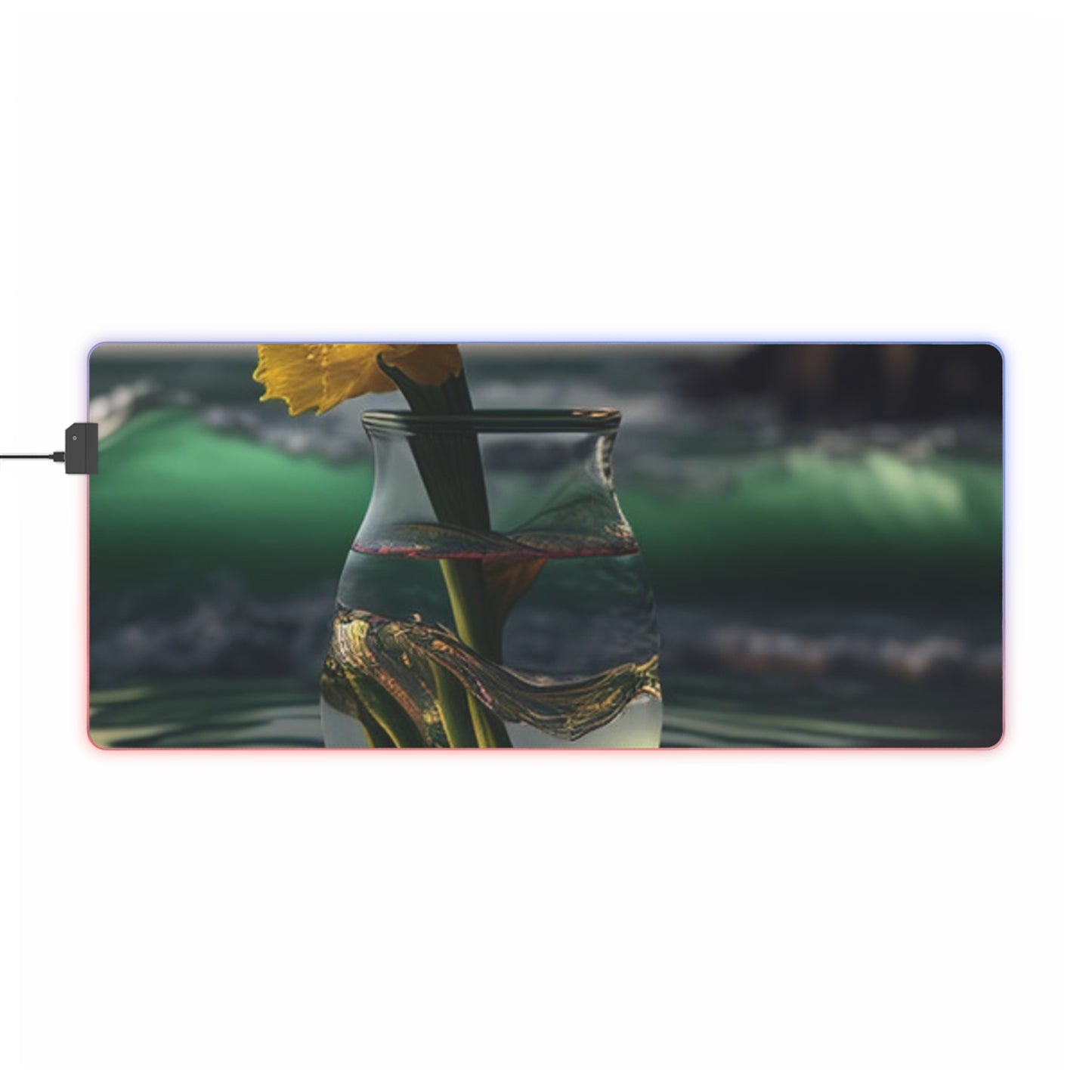 LED Gaming Mouse Pad Yellow Gladiolus glass 1