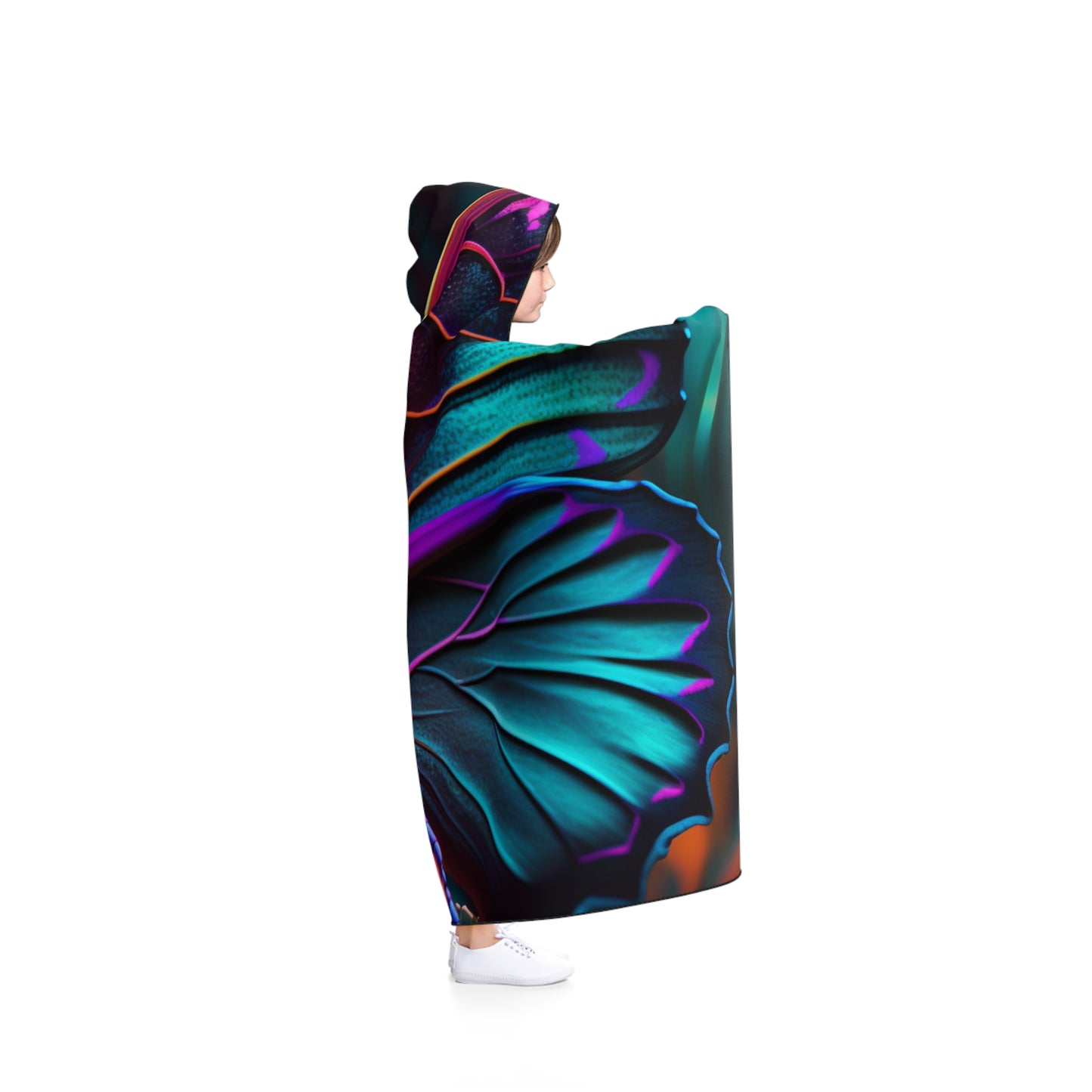 Hooded Blanket Neon Butterfly Macro 1