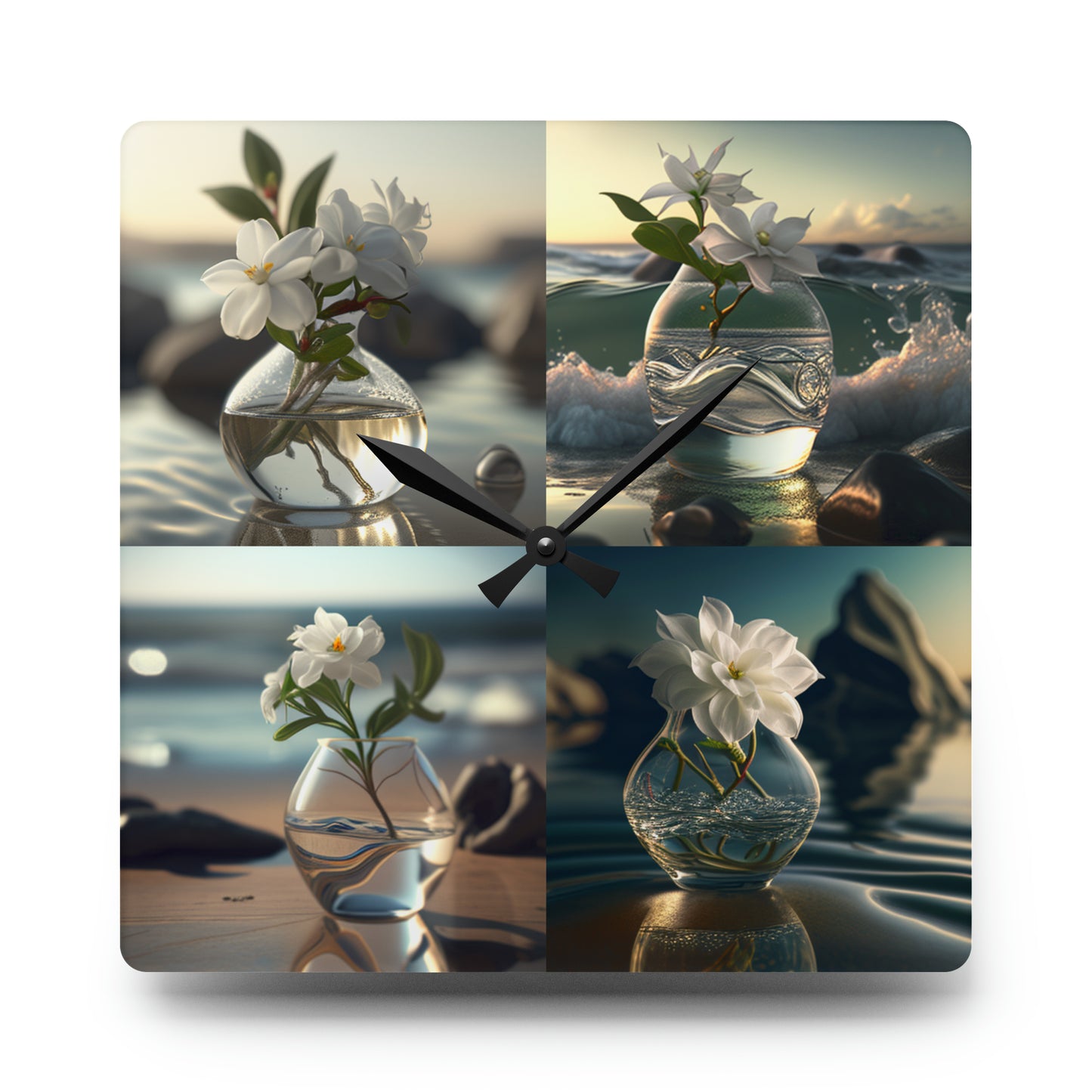 Acrylic Wall Clock Jasmine glass vase 5