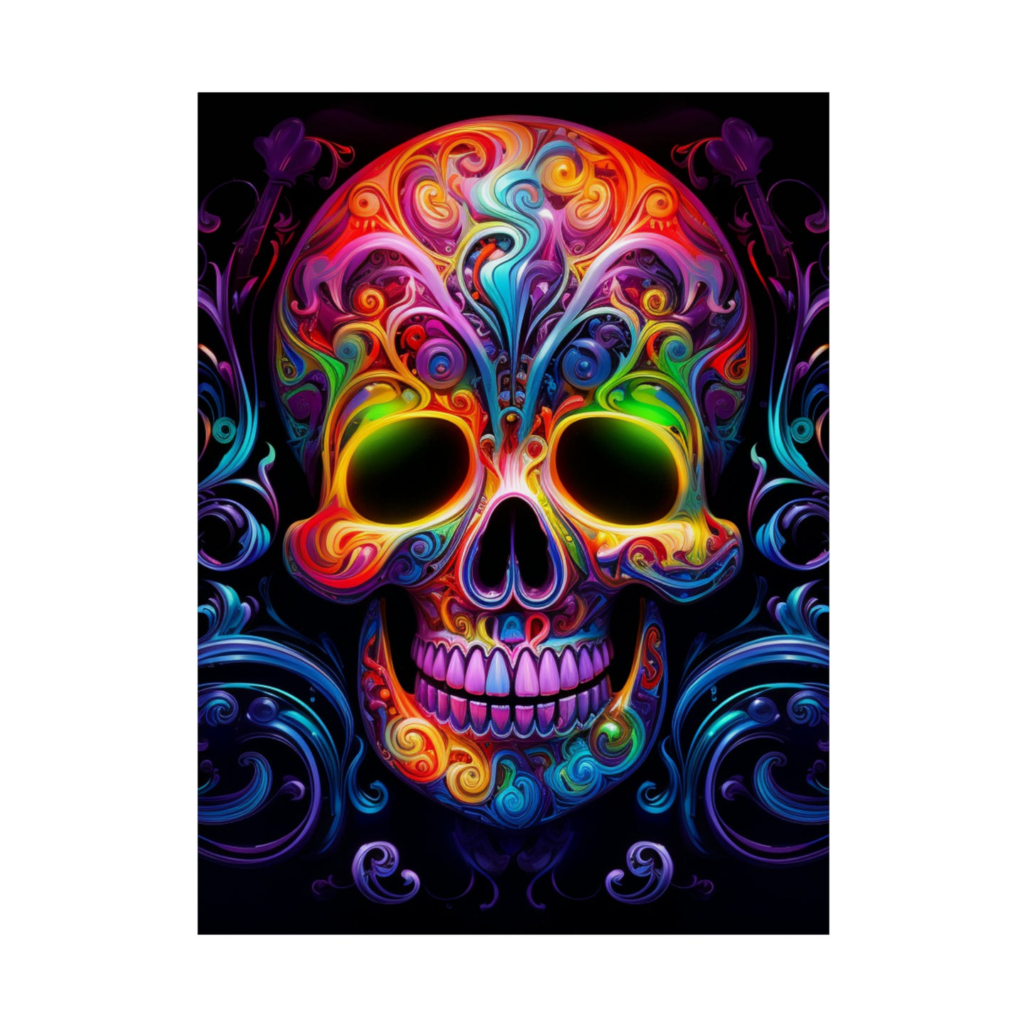 Premium Matte Vertical Posters Macro Skull Color 2