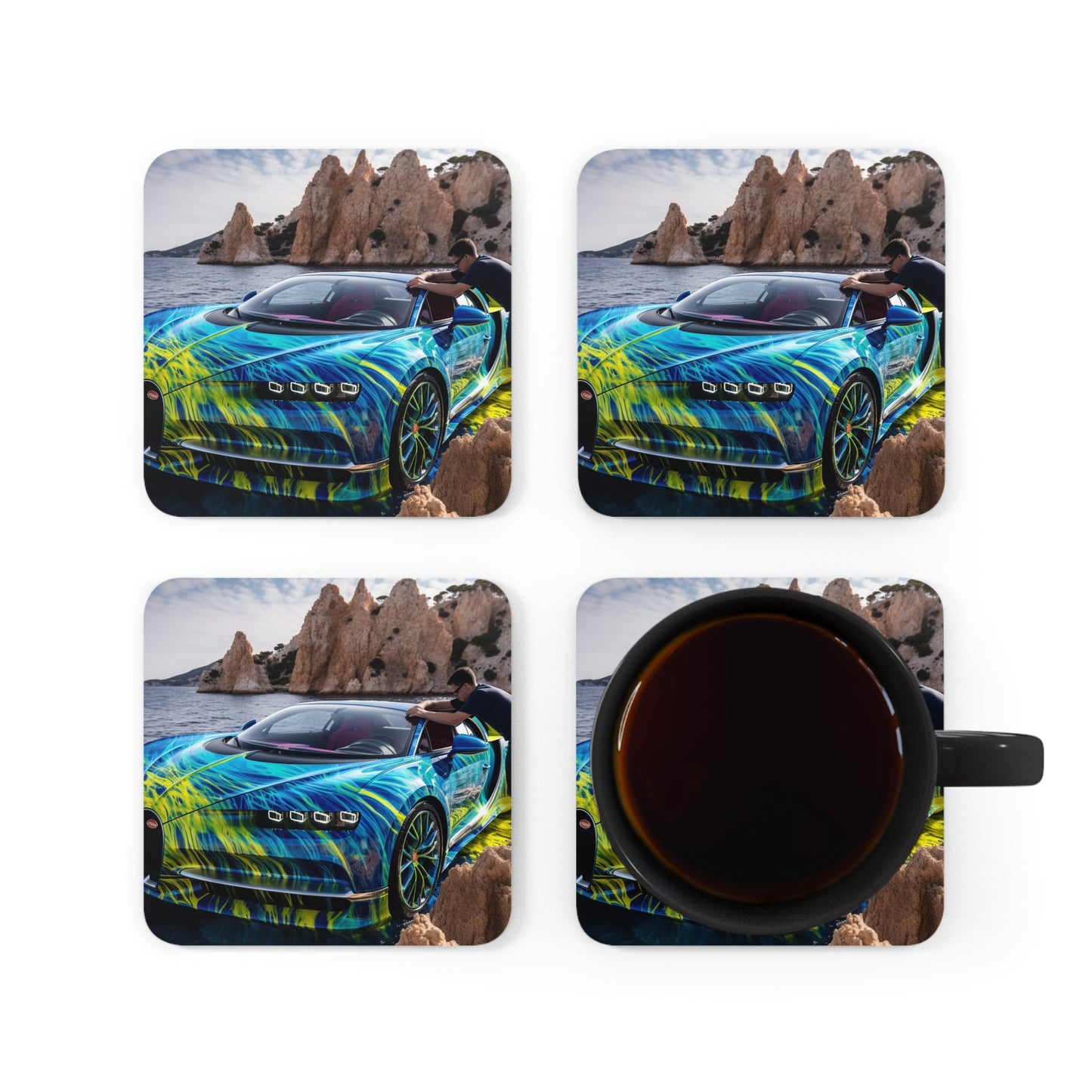 Corkwood Coaster Set Bugatti Water 1