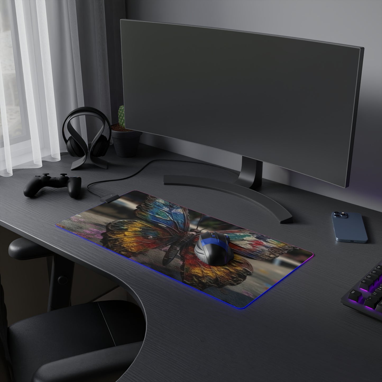 LED Gaming Mouse Pad Liquid Street Butterfly 3