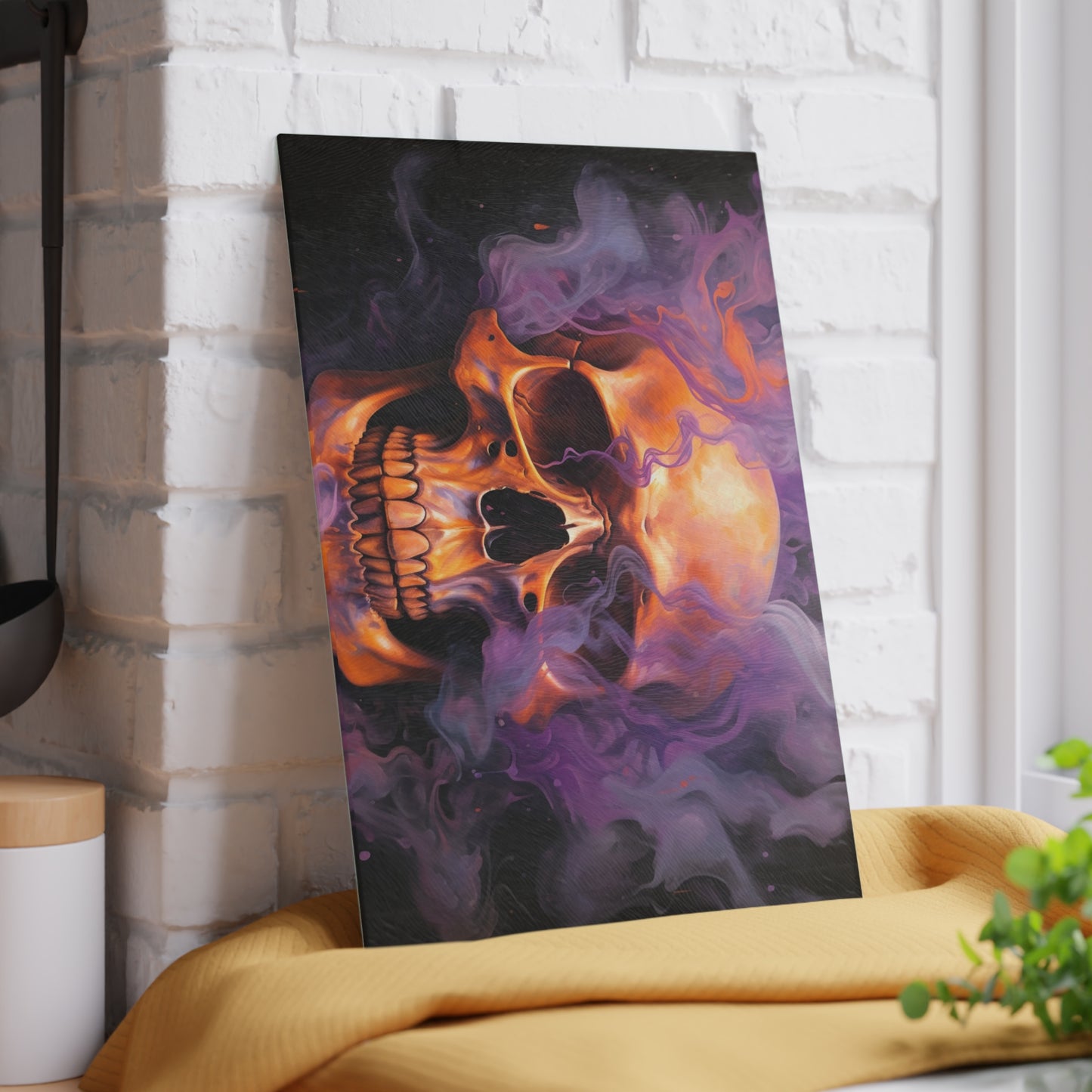 Glass Cutting Board Skull Flames 4