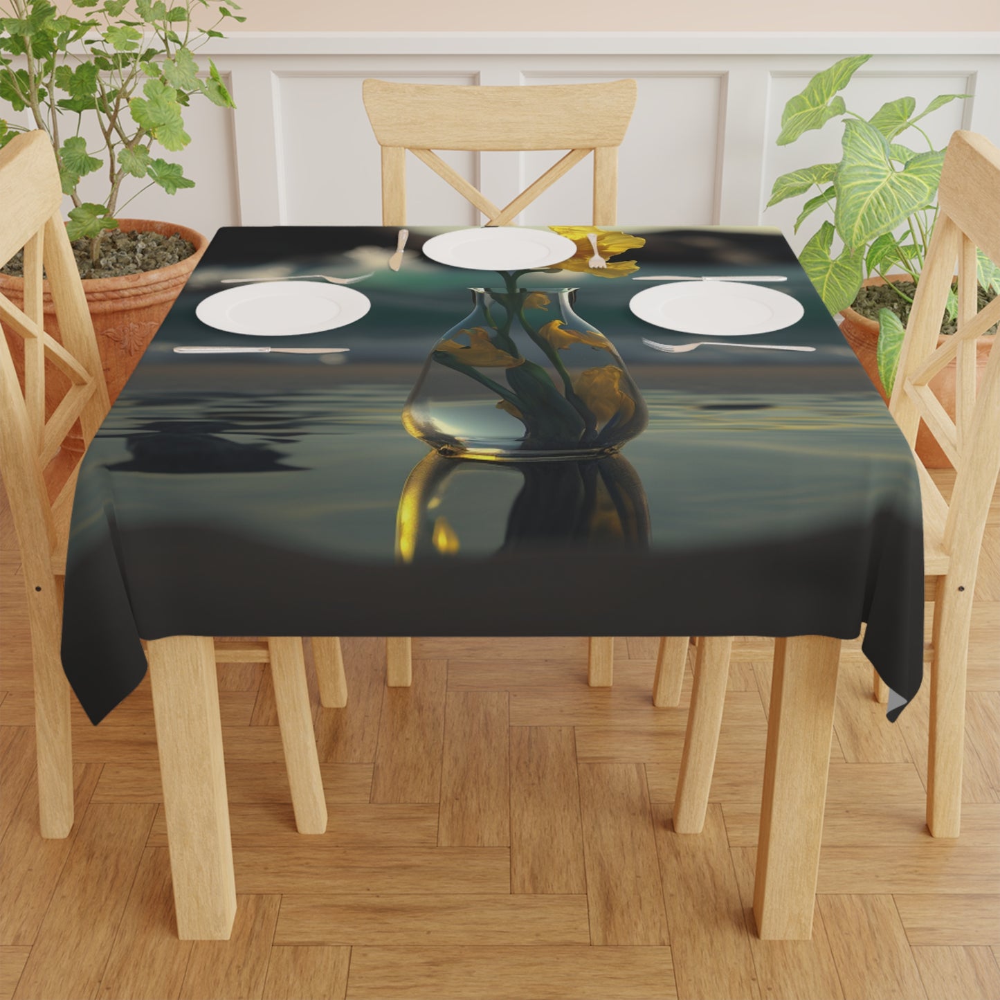 Tablecloth Yellow Gladiolus glass 2