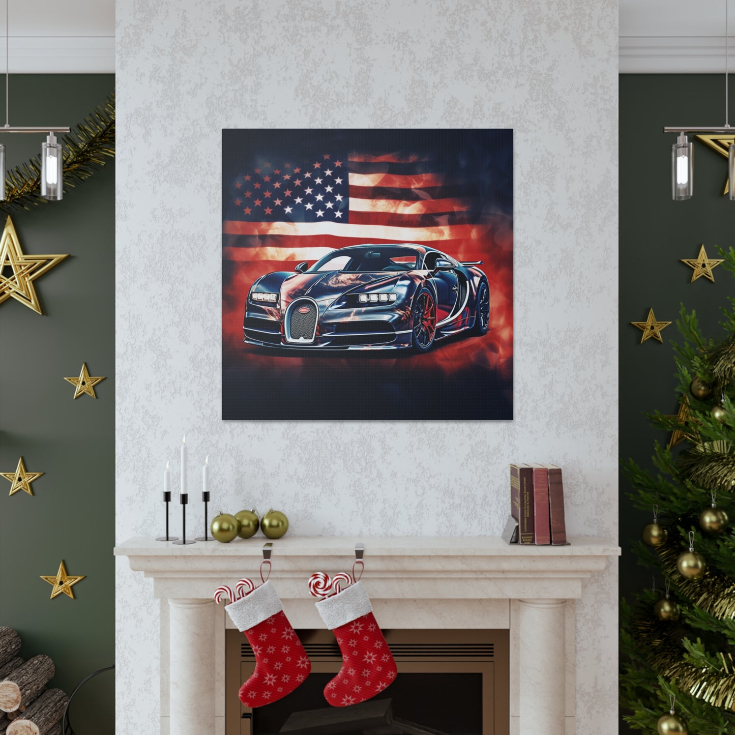 Canvas Gallery Wraps Abstract American Flag Background Bugatti 4