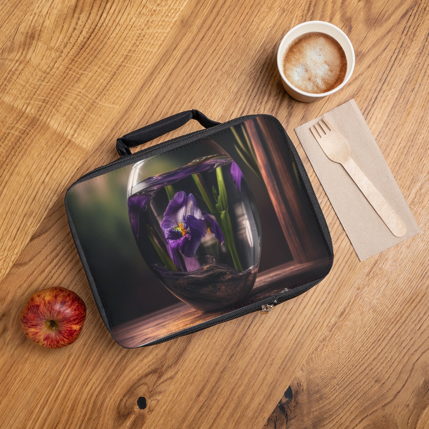 Lunch Bag Purple Iris in a vase 4