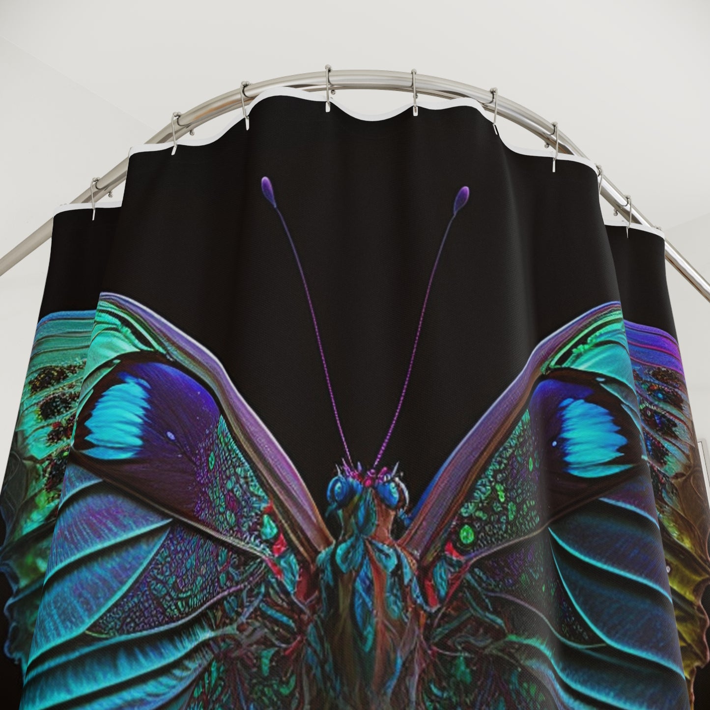Polyester Shower Curtain Hue Neon Butterfly 4
