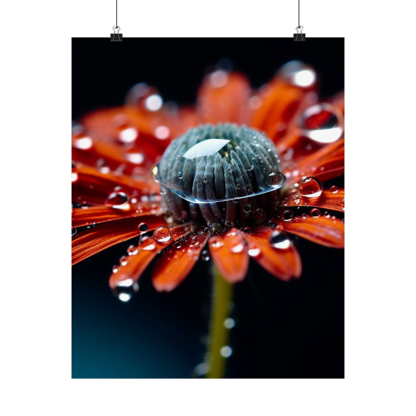 Premium Matte Vertical Posters Water drop Macro Flower 1