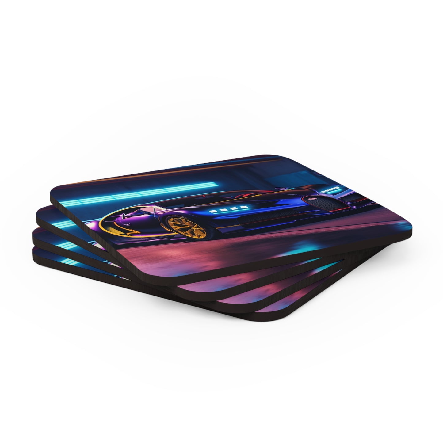 Corkwood Coaster Set Hyper Bugatti Neon Chiron 4