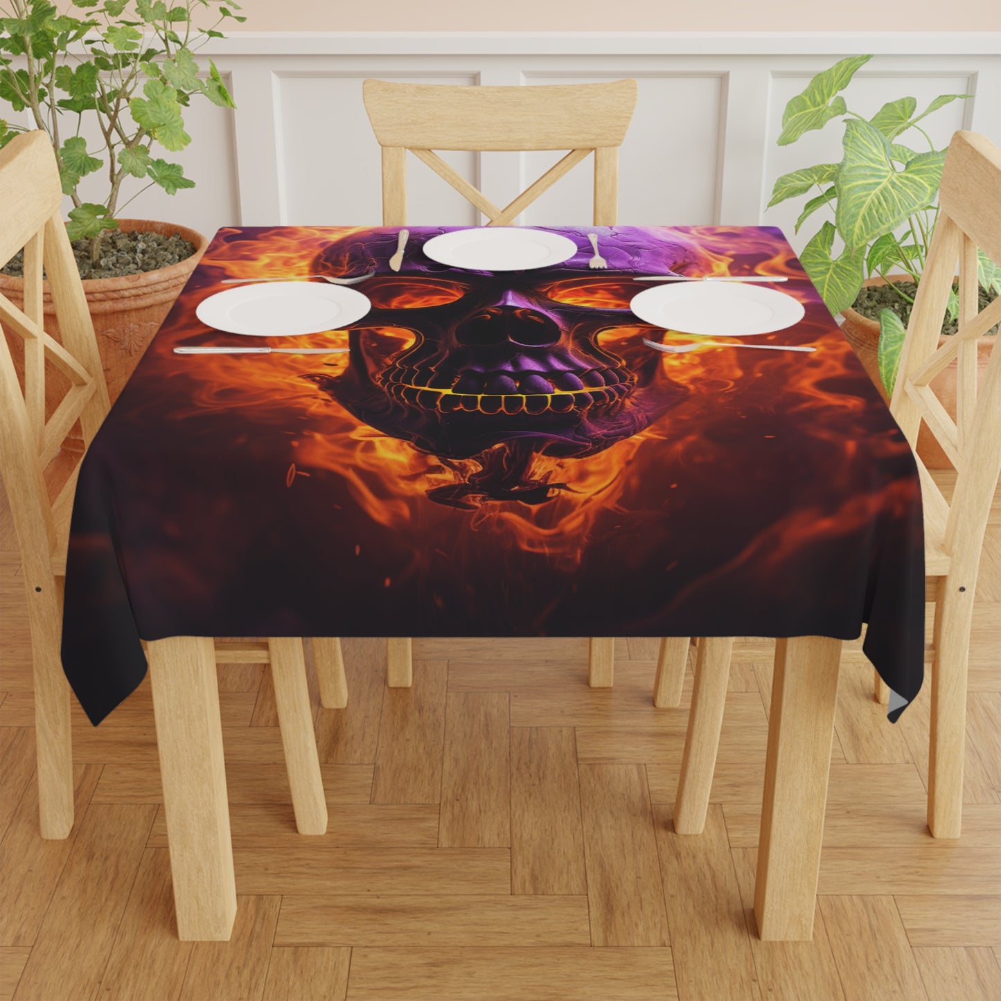 Tablecloth Skull Flames 3