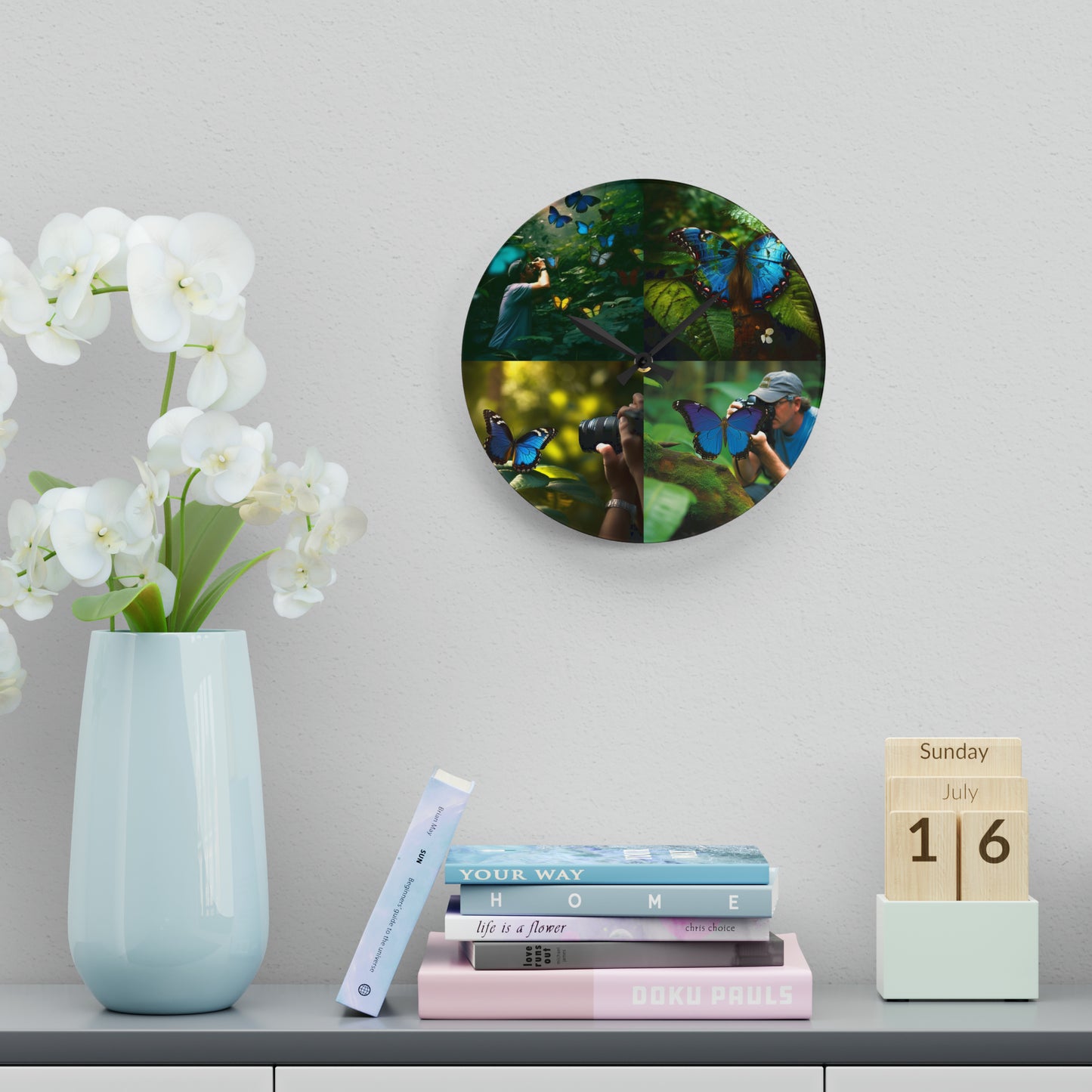 Acrylic Wall Clock Jungle Butterfly 5