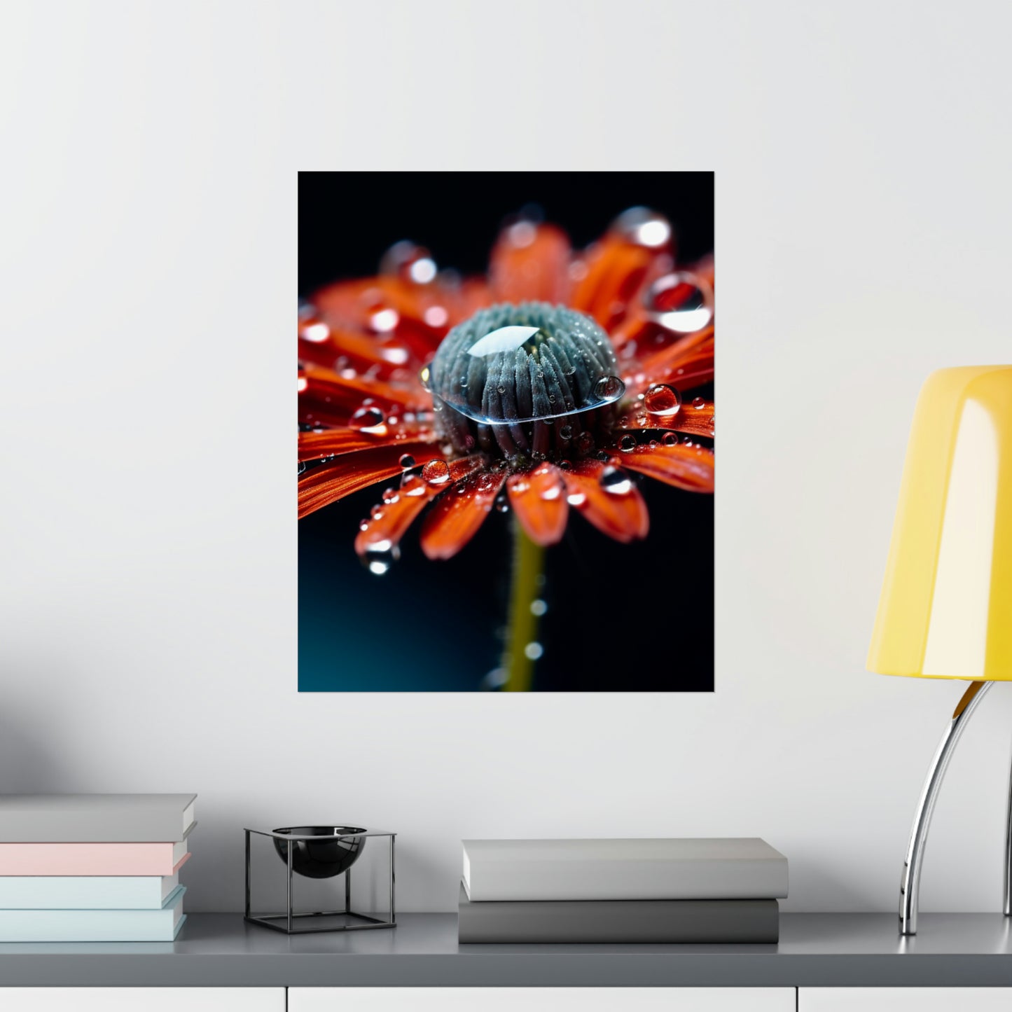 Premium Matte Vertical Posters Water drop Macro Flower 1