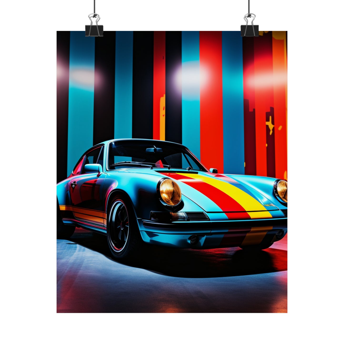 Premium Matte Vertical Posters Macro American Flag Porsche 3