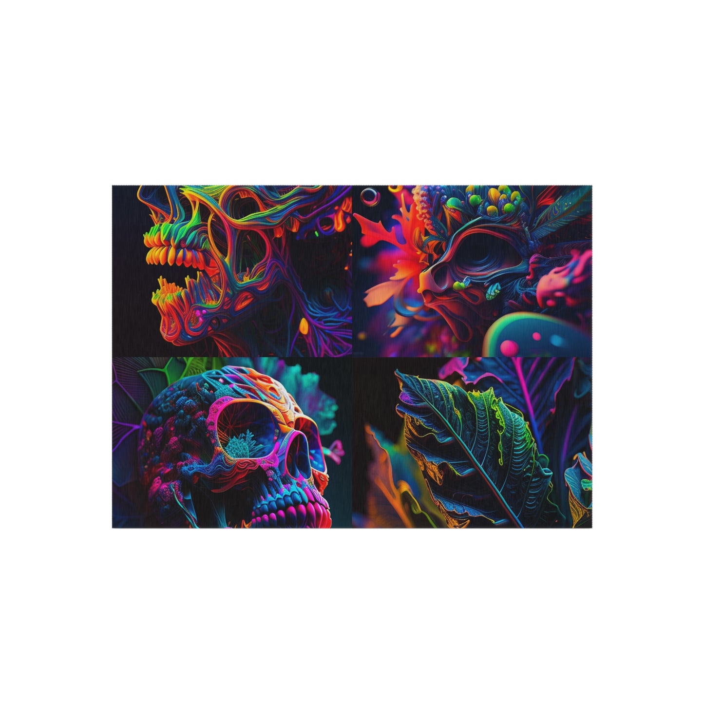 Outdoor Rug  Florescent Skull Death 5
