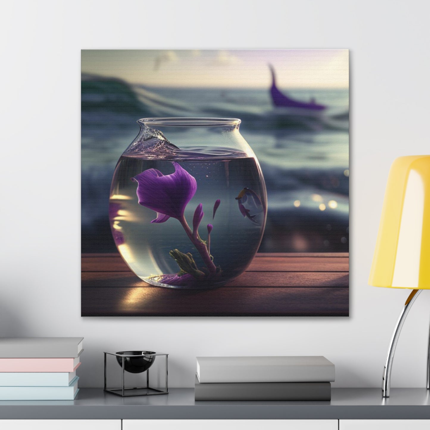 Canvas Gallery Wraps Purple Sweet pea in a vase 1