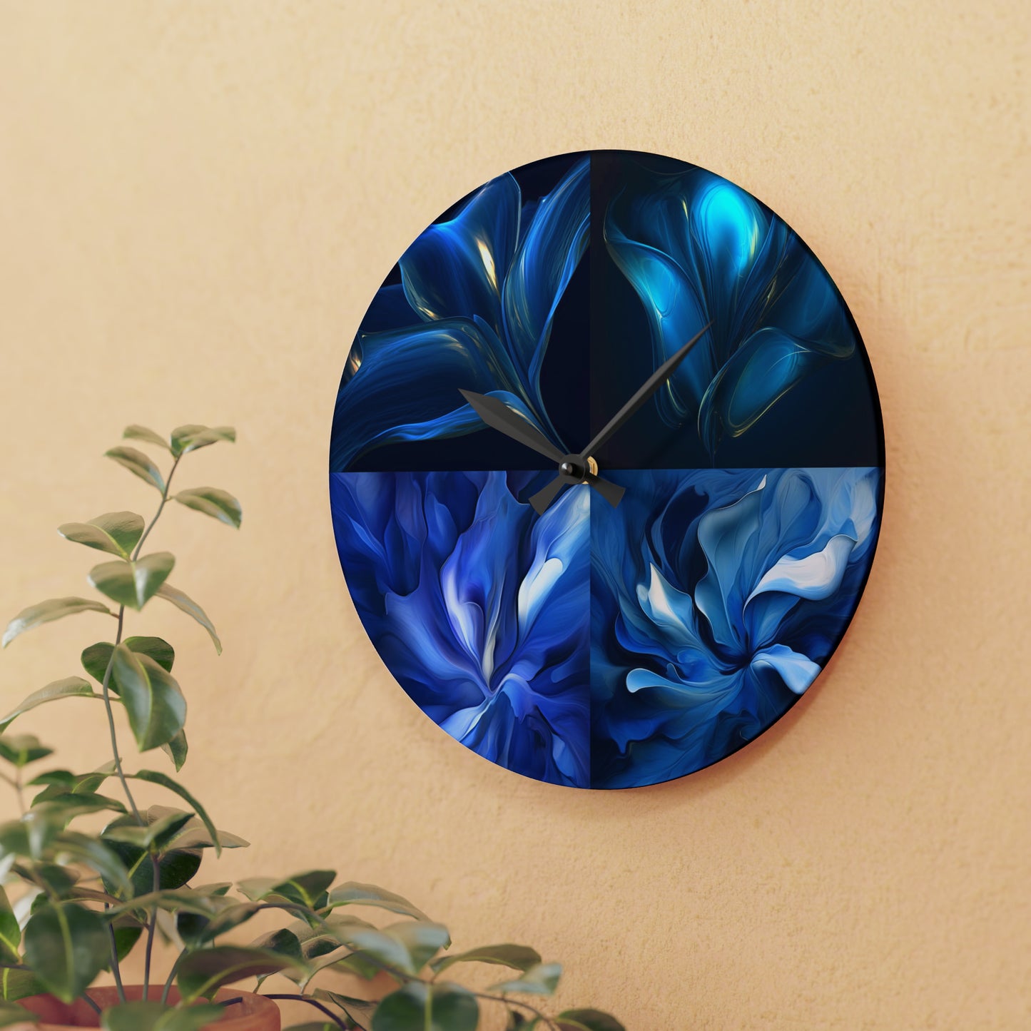 Acrylic Wall Clock Abstract Blue Tulip 5