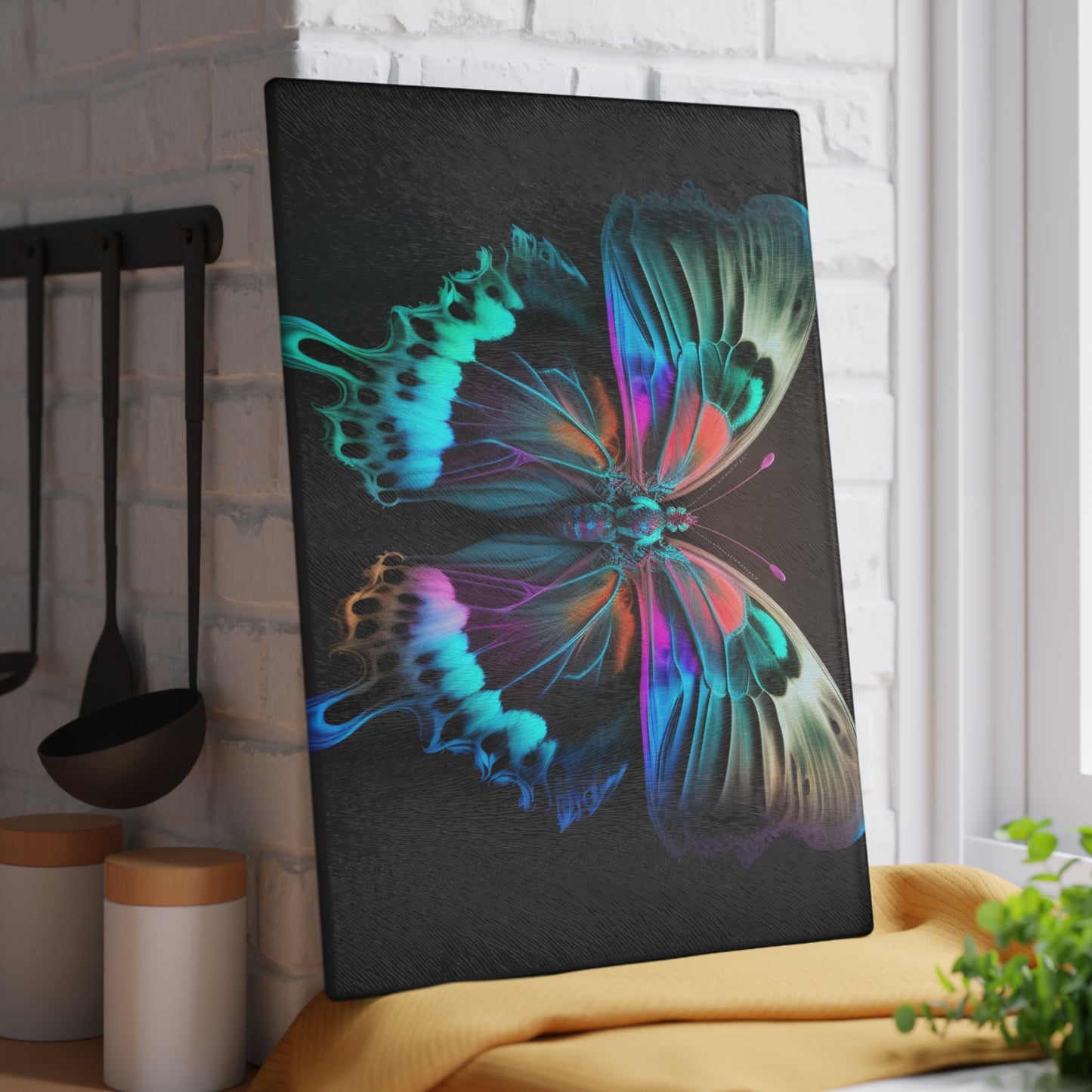 Glass Cutting Board Raw Hyper Color Butterfly 2