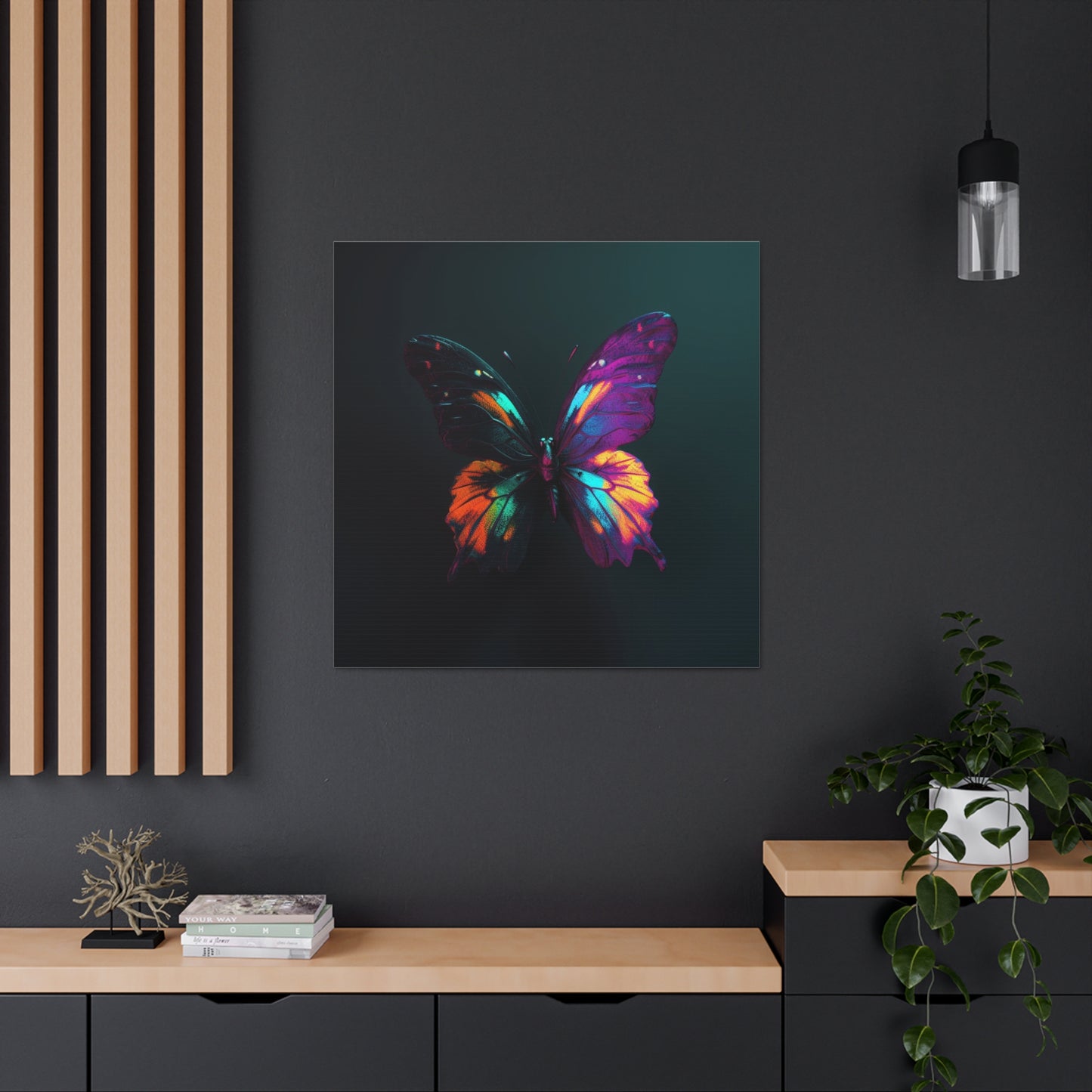 Canvas Gallery Wraps Hyper Colorful Butterfly Purple 3