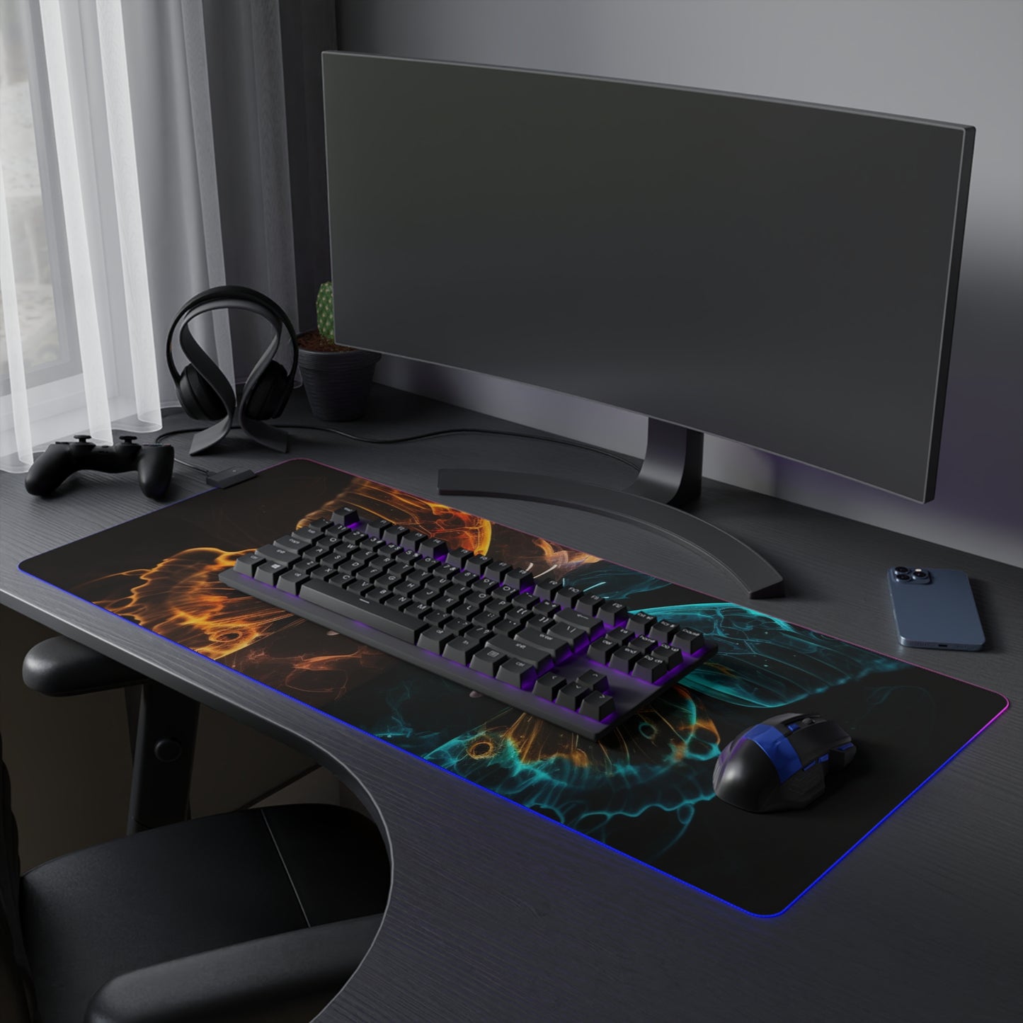 LED Gaming Mouse Pad Kiss Neon Butterfly 6