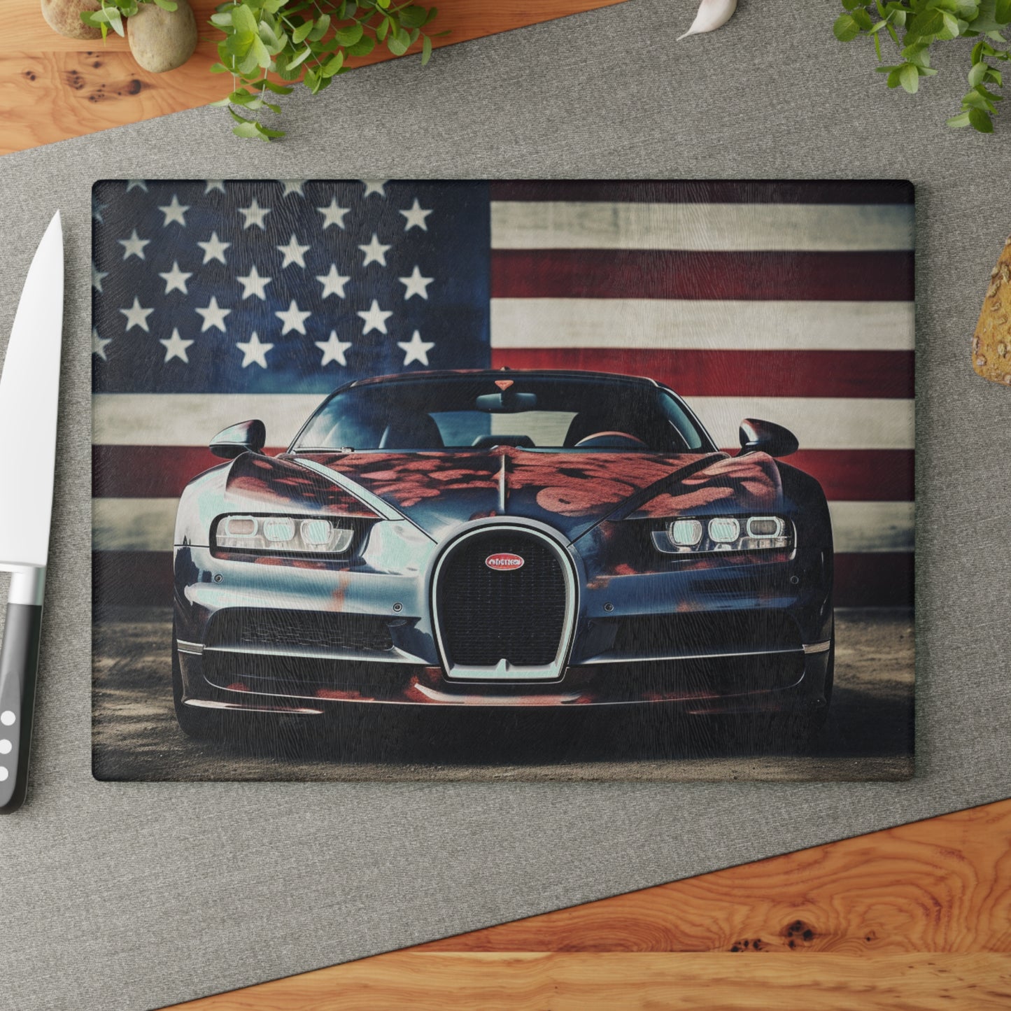 Glass Cutting Board Bugatti Flag 3