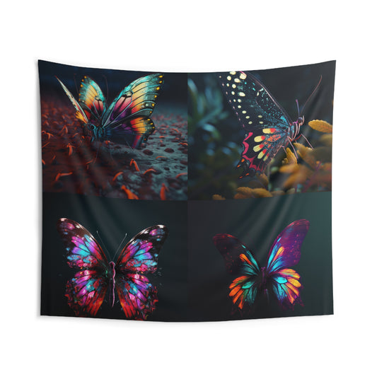 Indoor Wall Tapestries Hyper Colorful Butterfly Macro 5