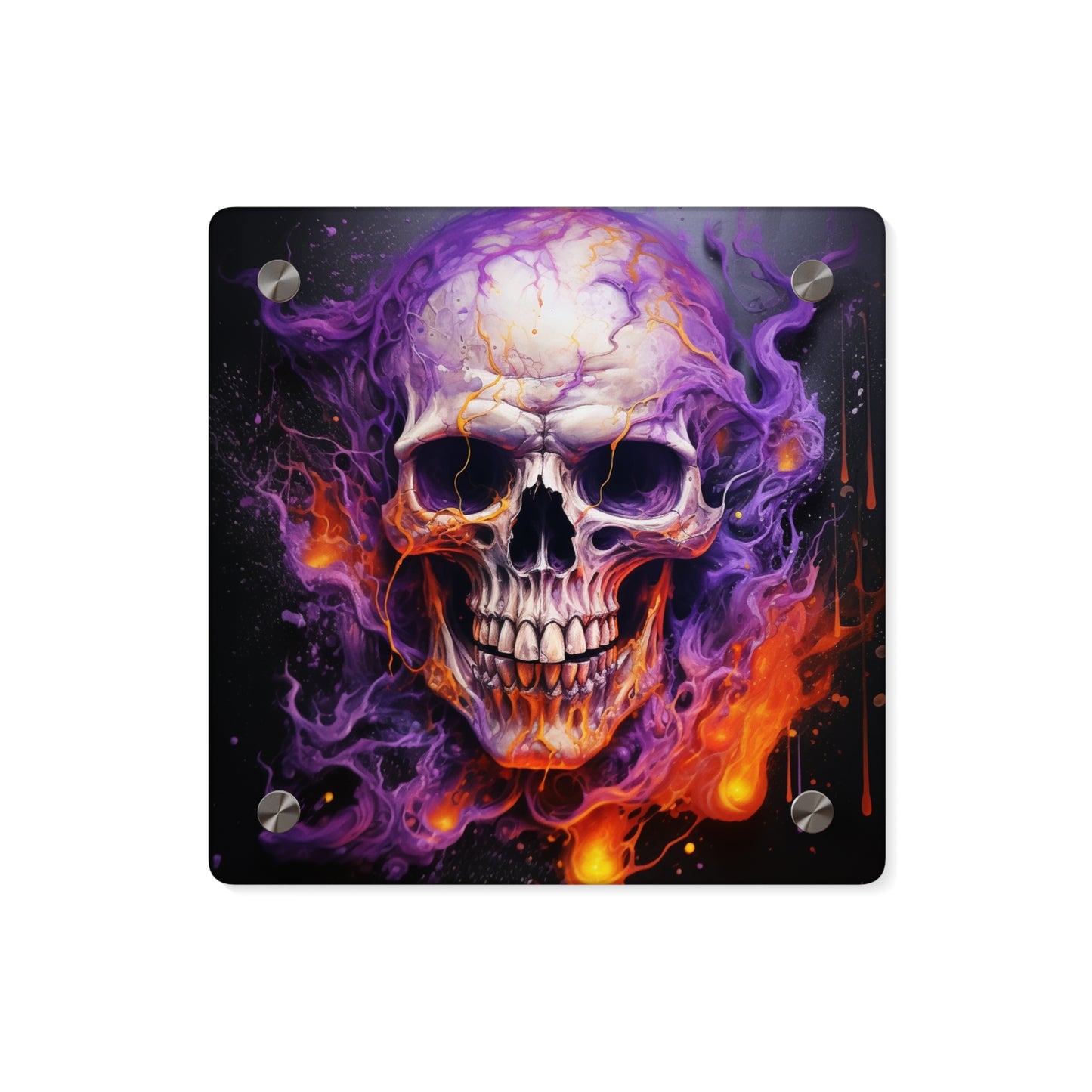 Acrylic Wall Art Panels Skull Flames 2