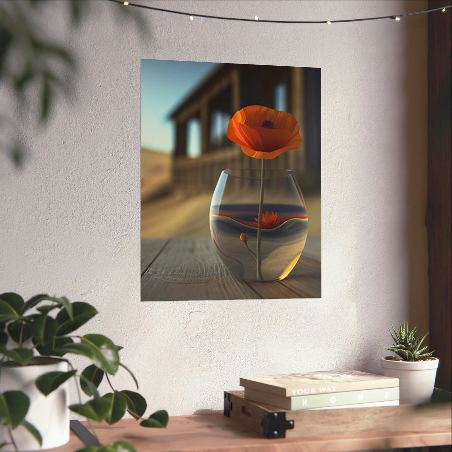 Premium Matte Vertical Posters Poppy in a Glass Vase 4