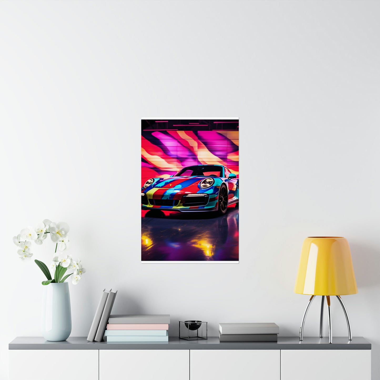 Premium Matte Vertical Posters Macro American Flag Porsche 1