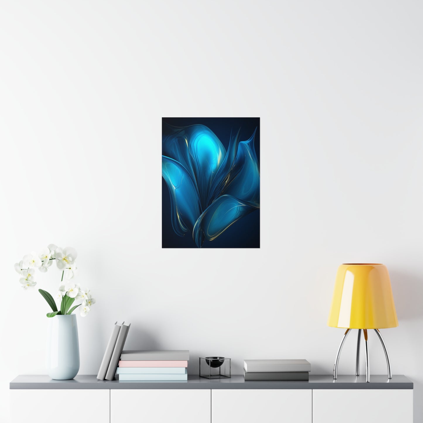 Premium Matte Vertical Posters Abstract Blue Tulip 2