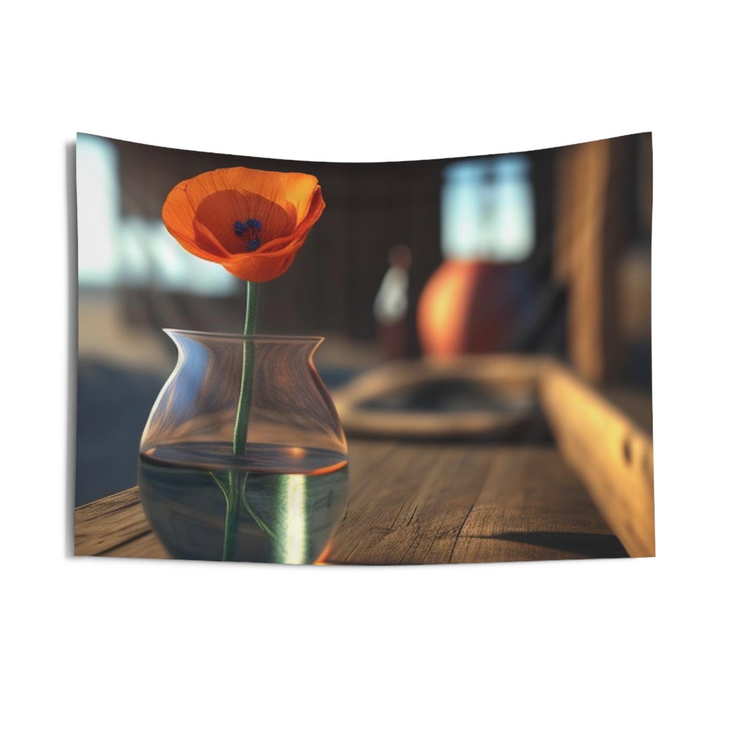 Indoor Wall Tapestries Poppy in a Glass Vase 2