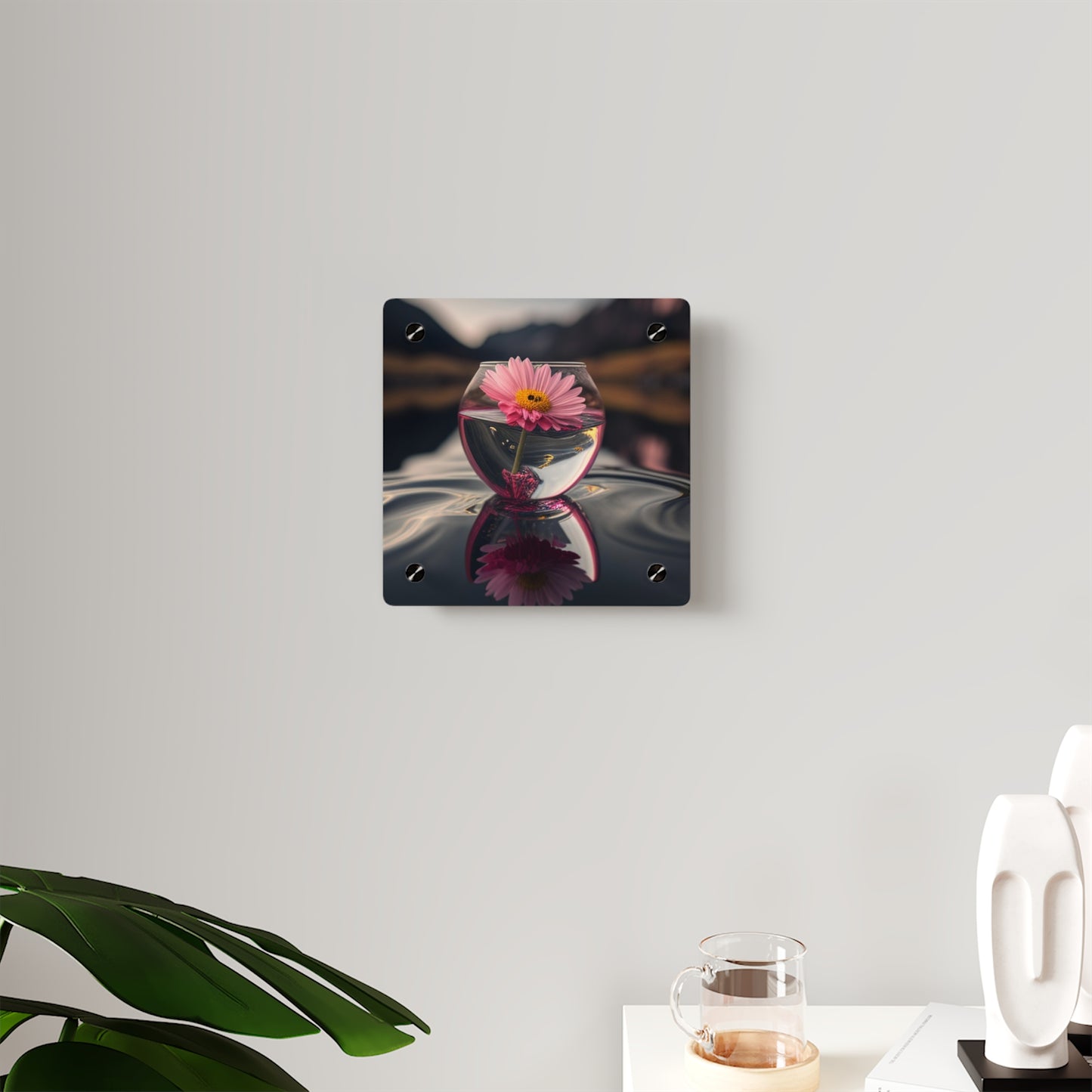 Acrylic Wall Art Panels Pink Daisy 1