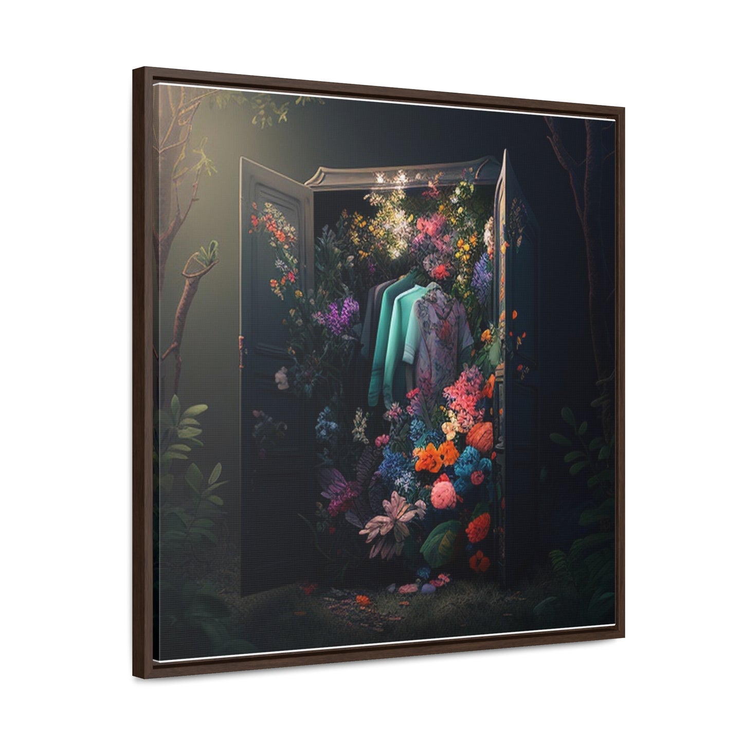 Gallery Canvas Wraps, Square Frame A Wardrobe Surrounded by Flowers 1