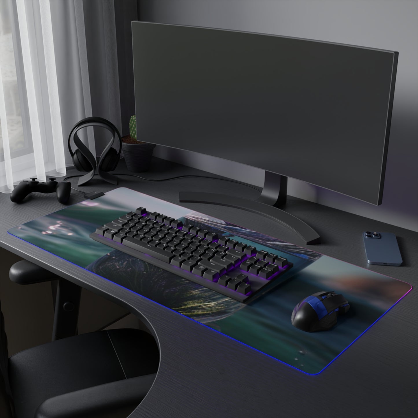 LED Gaming Mouse Pad Lavender in a vase 2