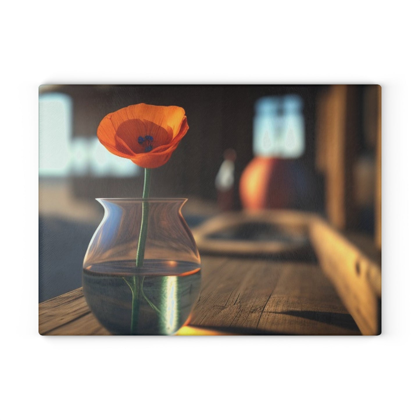 Glass Cutting Board Poppy in a Glass Vase 2