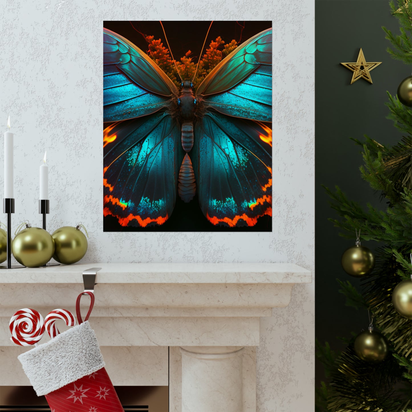 Premium Matte Vertical Posters Neon Butterfly Flair 3