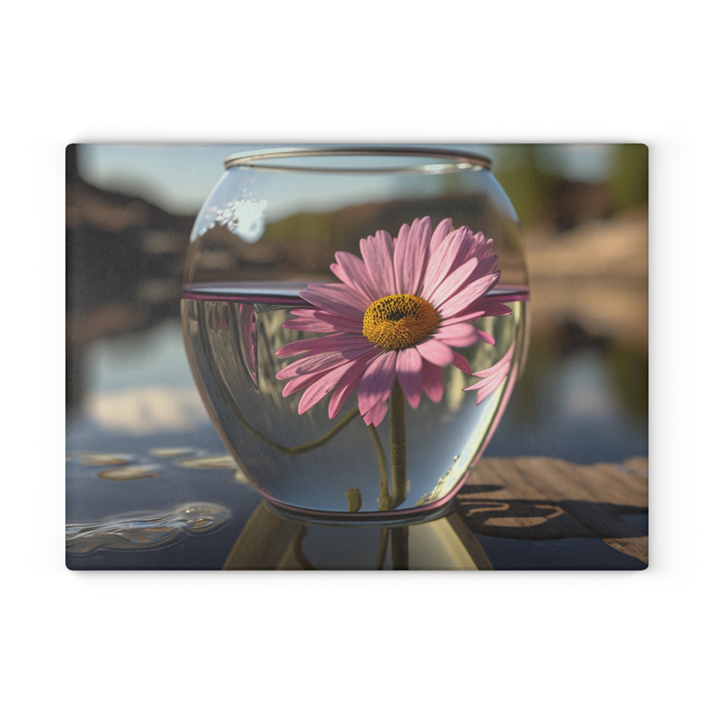 Glass Cutting Board Daisy in a vase 1