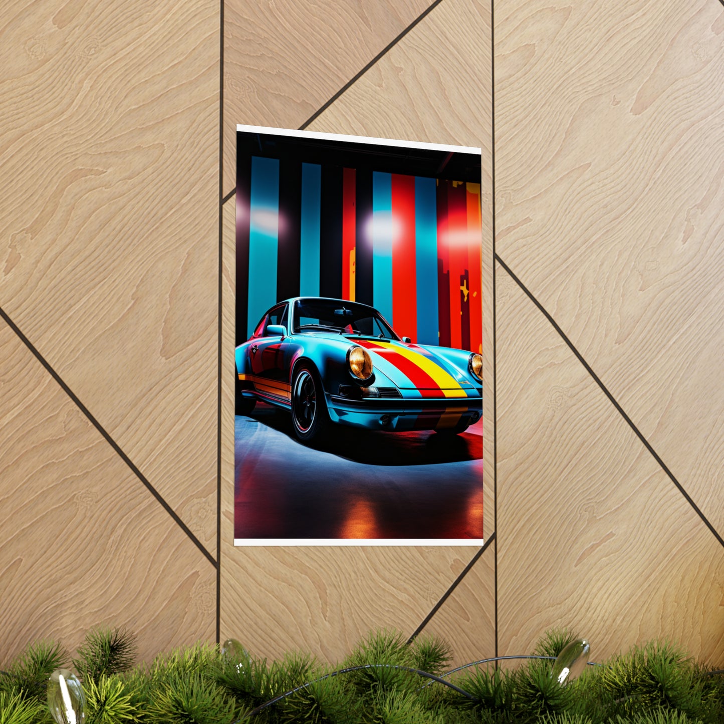 Premium Matte Vertical Posters Macro American Flag Porsche 3