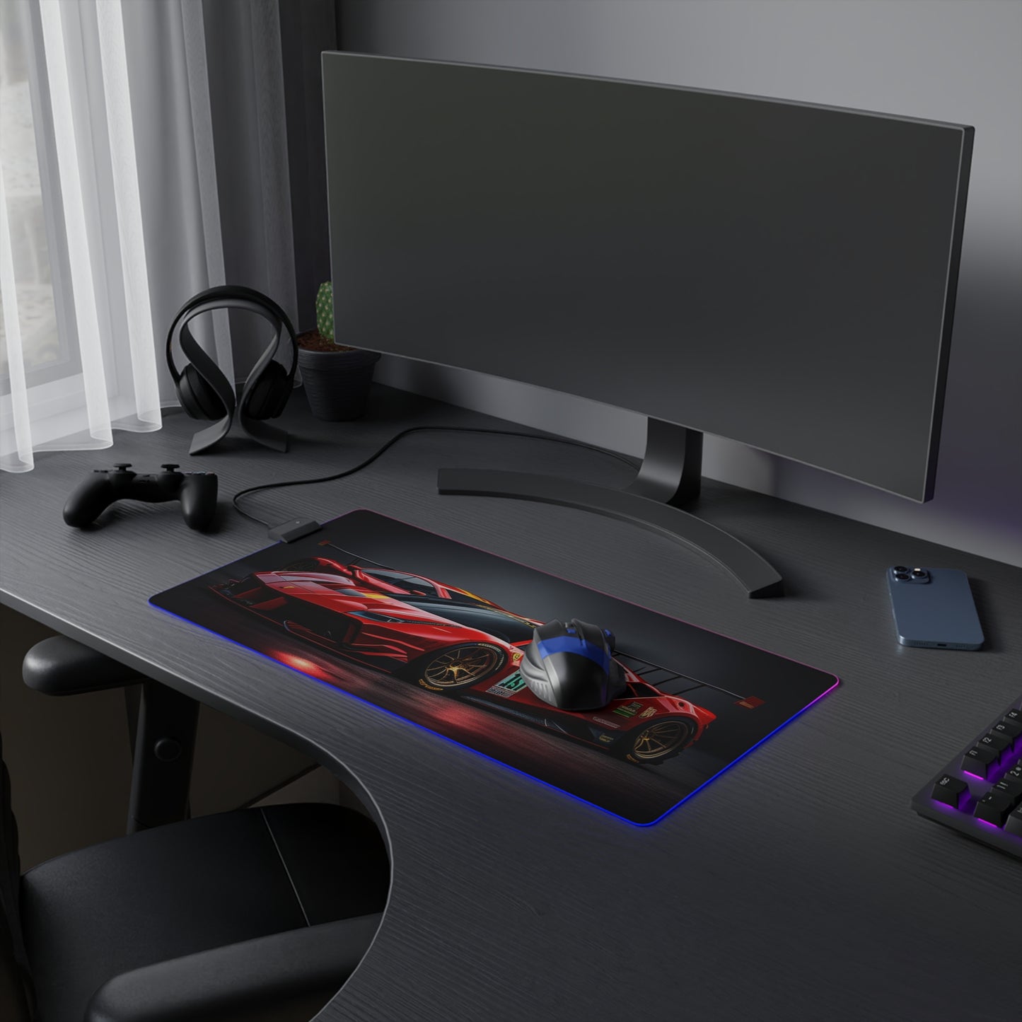 LED Gaming Mouse Pad Ferrari Red 2