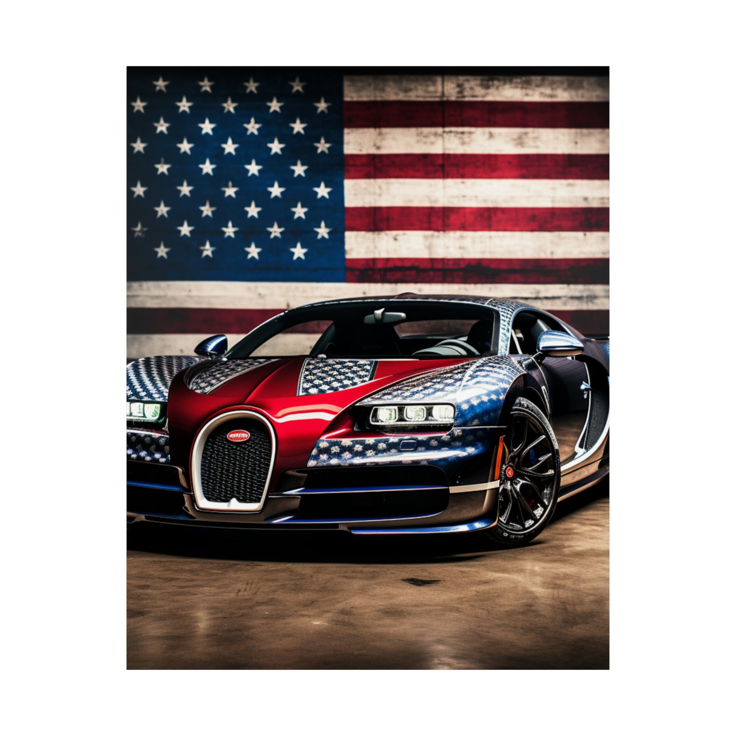 Premium Matte Vertical Posters Bugatti American Flag 1