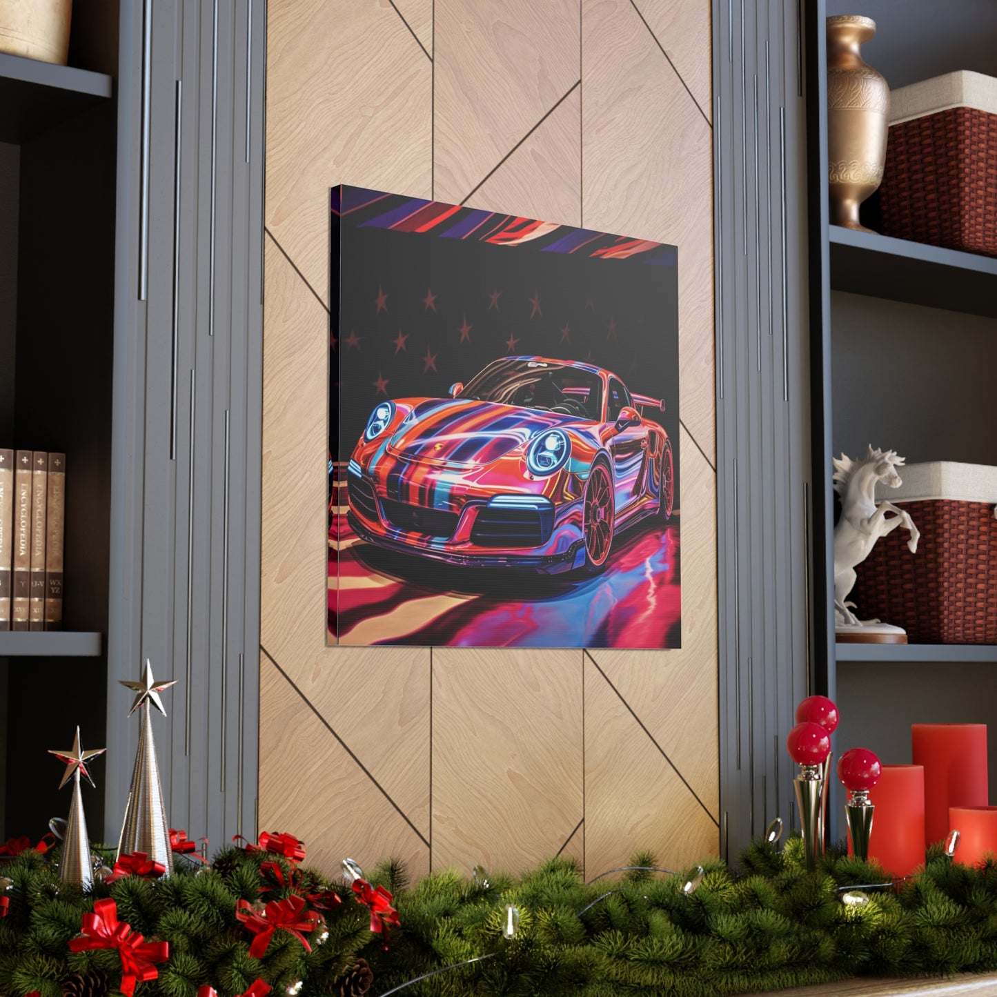 Canvas Gallery Wraps American Flag Colored Porsche 4