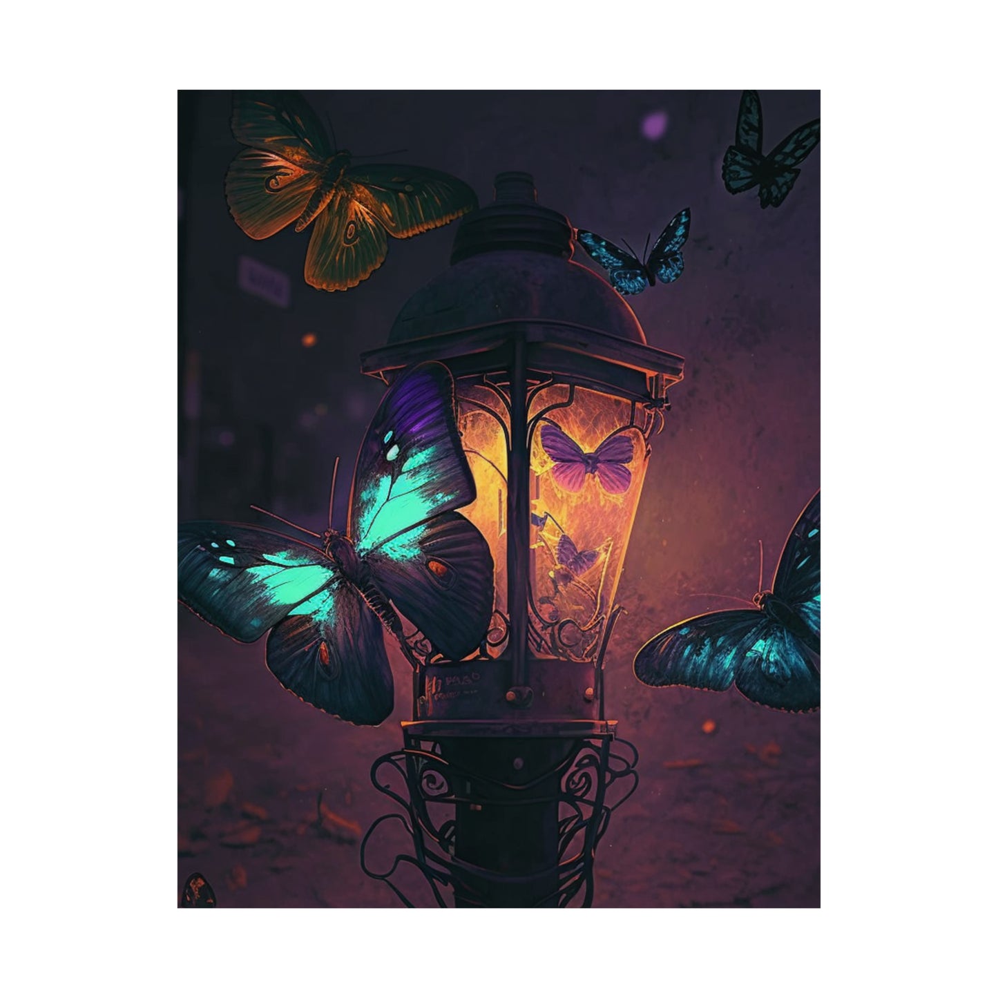 Premium Matte Vertical Posters Street Light Butterfly 4