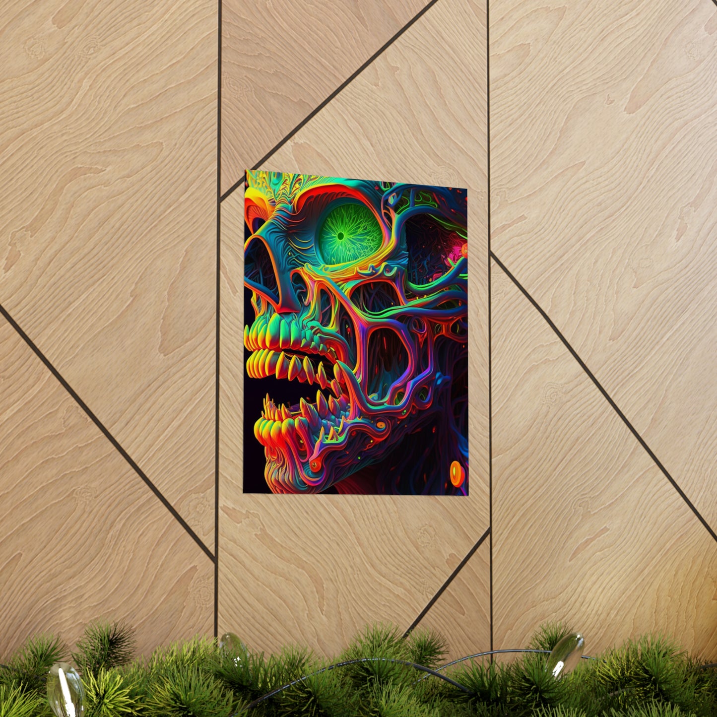 Premium Matte Vertical Posters Florescent Skull Death 1