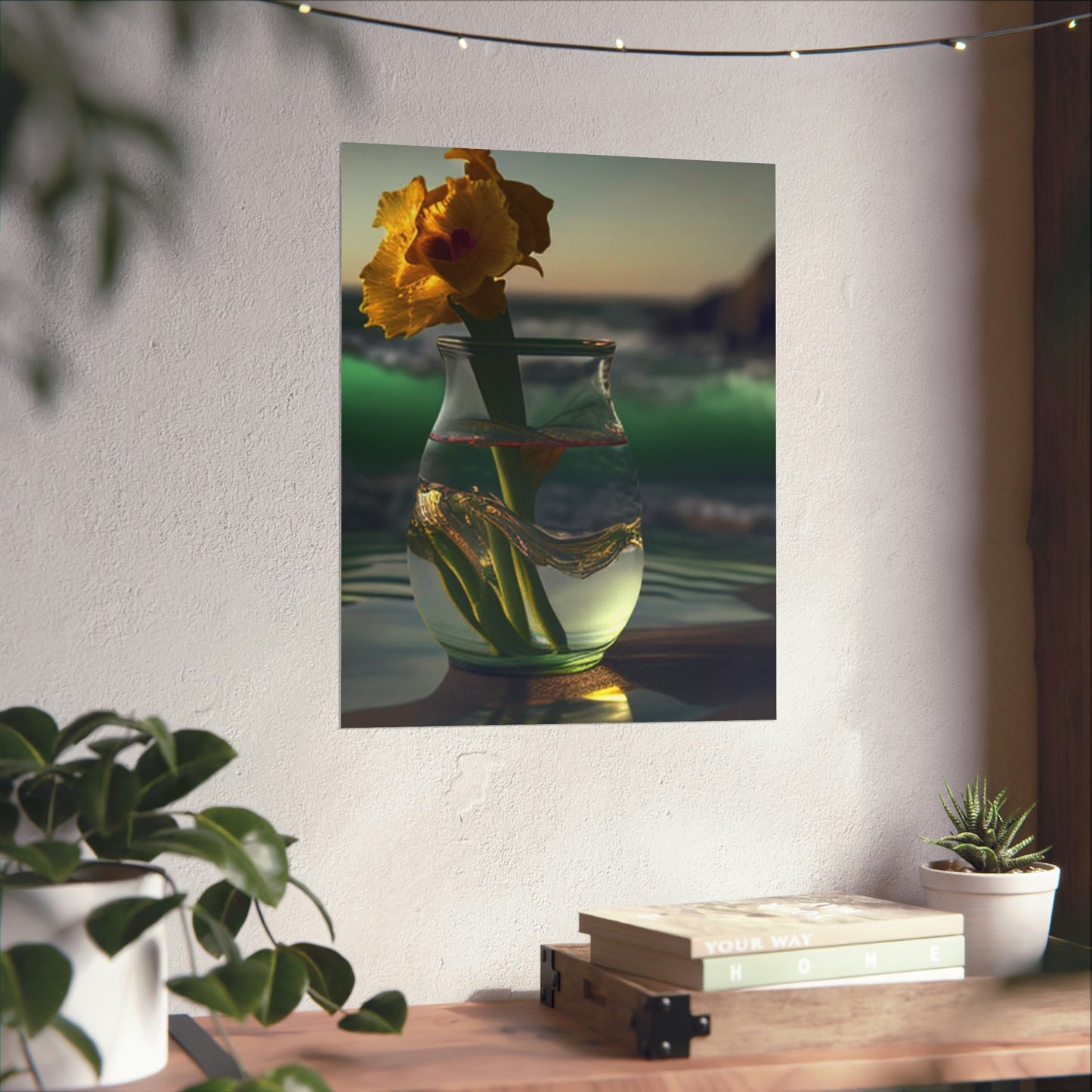 Premium Matte Vertical Posters Yellow Gladiolus glass 1